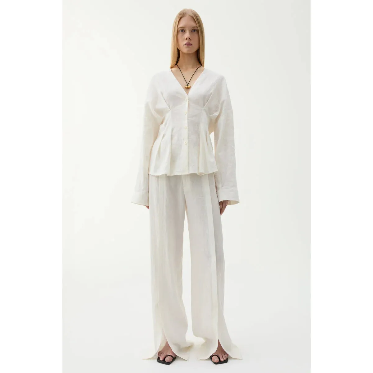 Rubin Pant White Linen