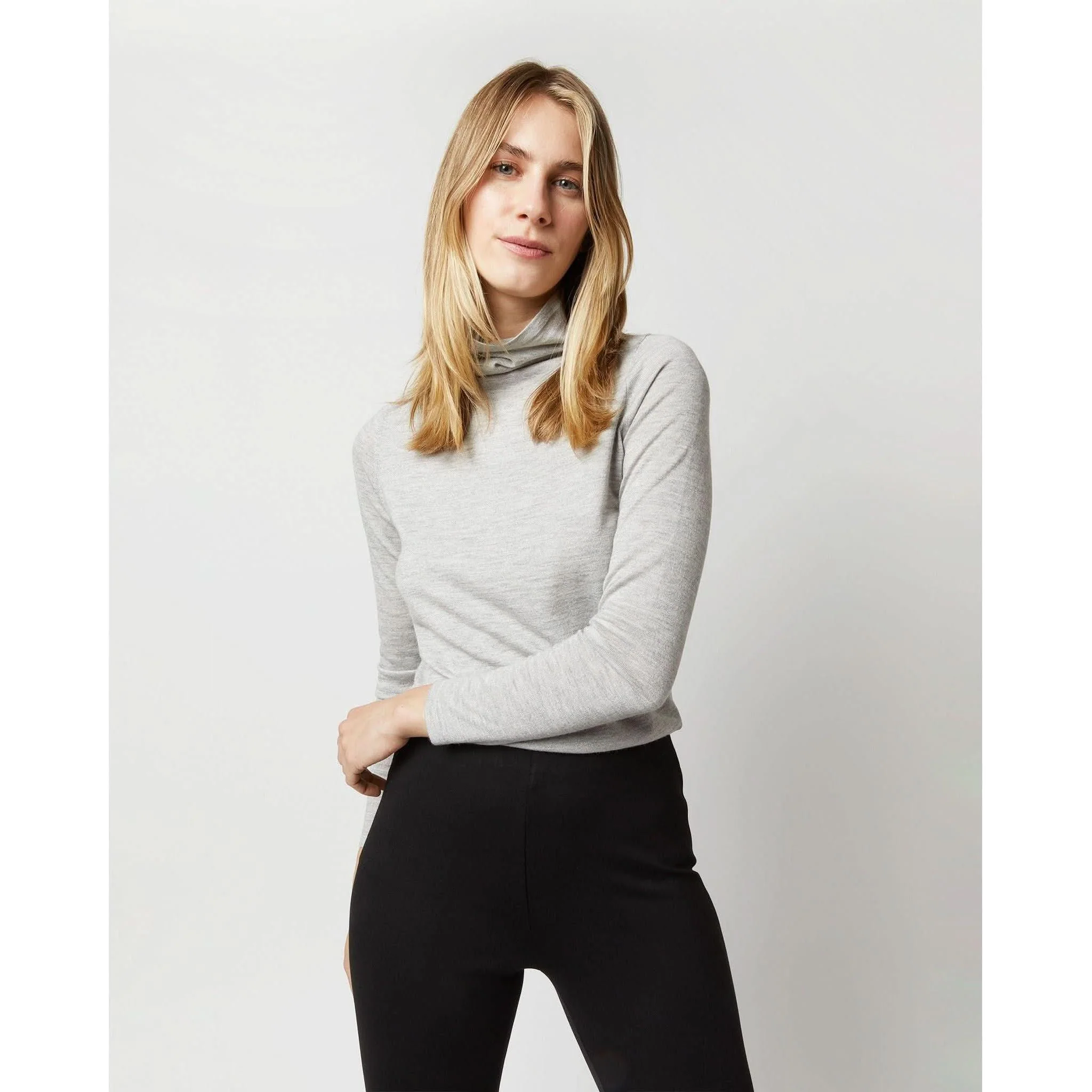 Superfine Funnel-Neck Sweater Silver Cashmere Silver Cashmere