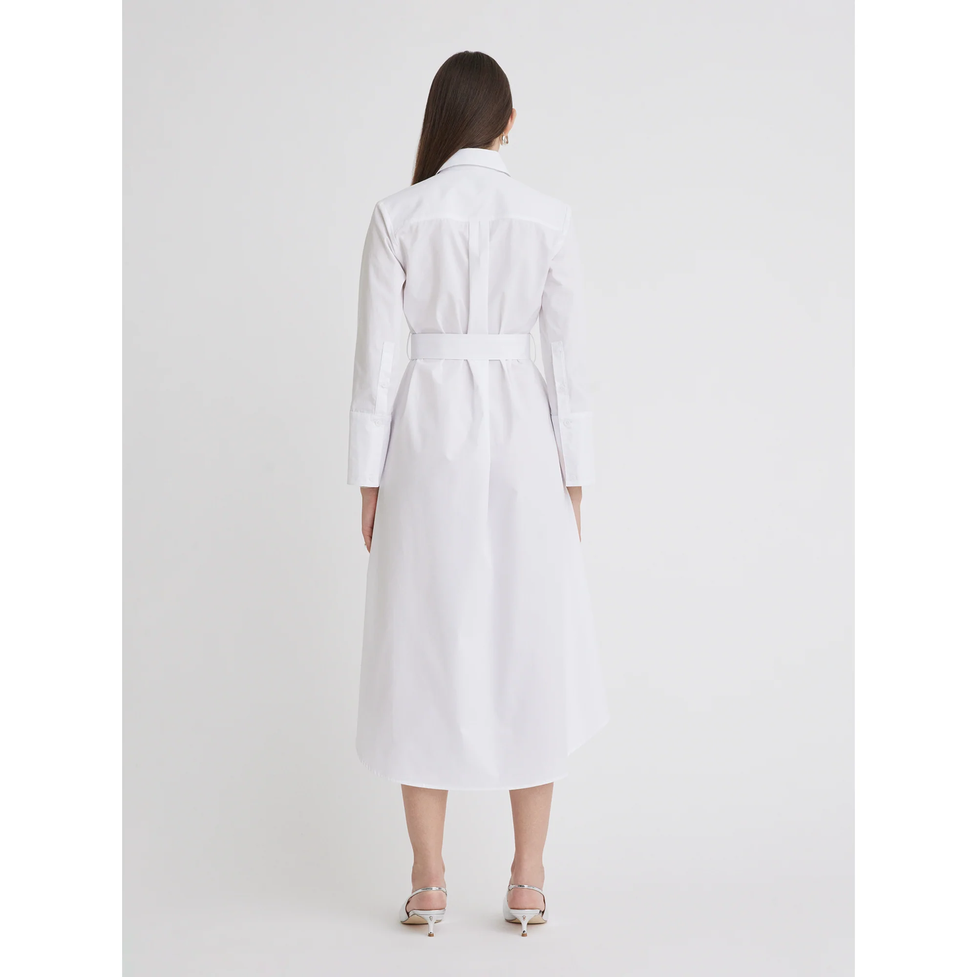 Cargo Button Up Midi White Poplin Shirt Dress Cargo Button Up