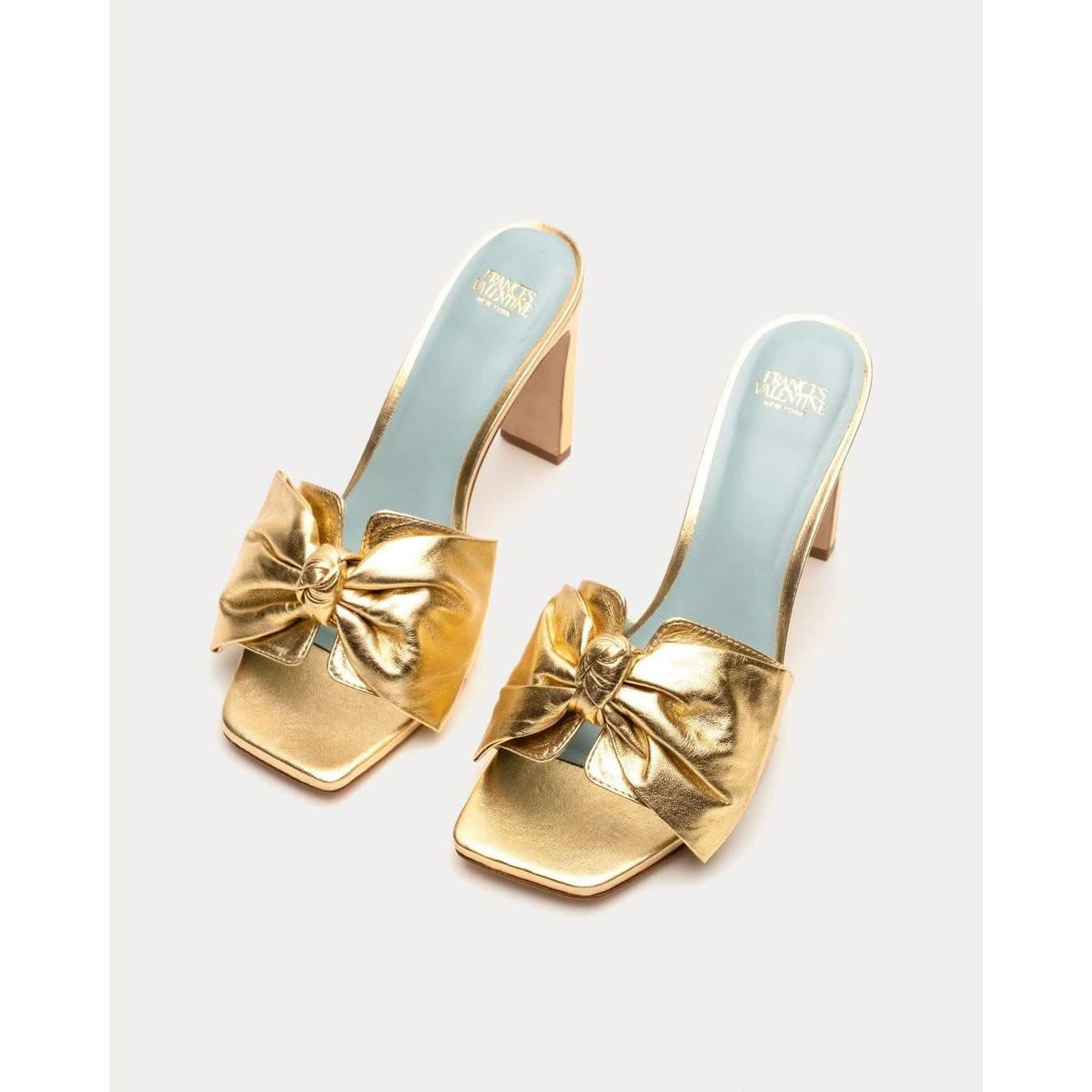 Hilary Heel Metallic Leather Gold