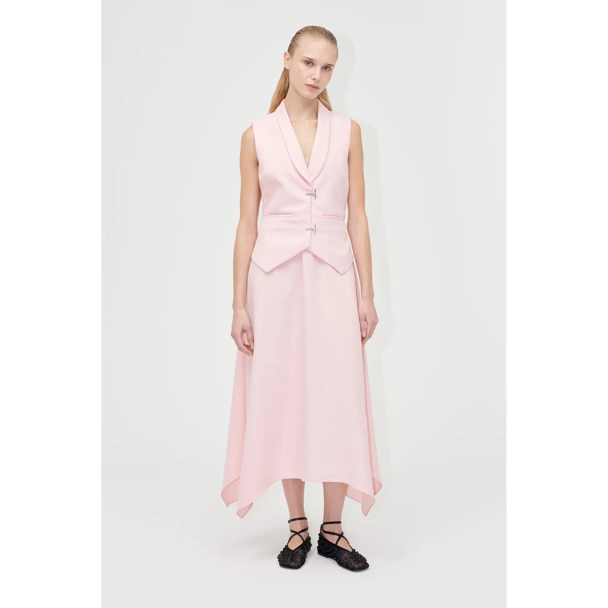 Tailored Handkerchief Dress - Coral Blush