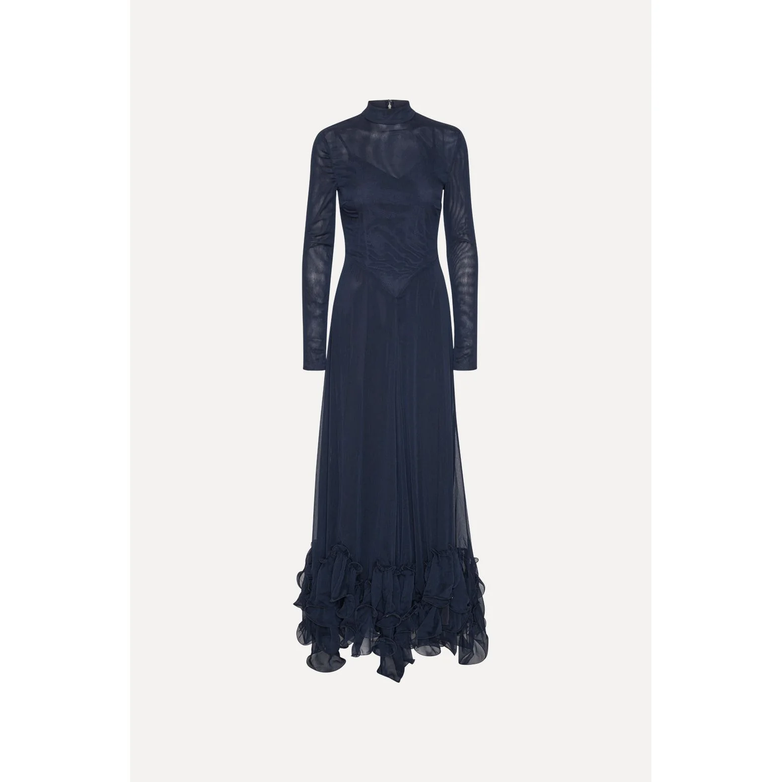 Chiffon Maxi Ruffle Dress Sky Captain Dark Blue