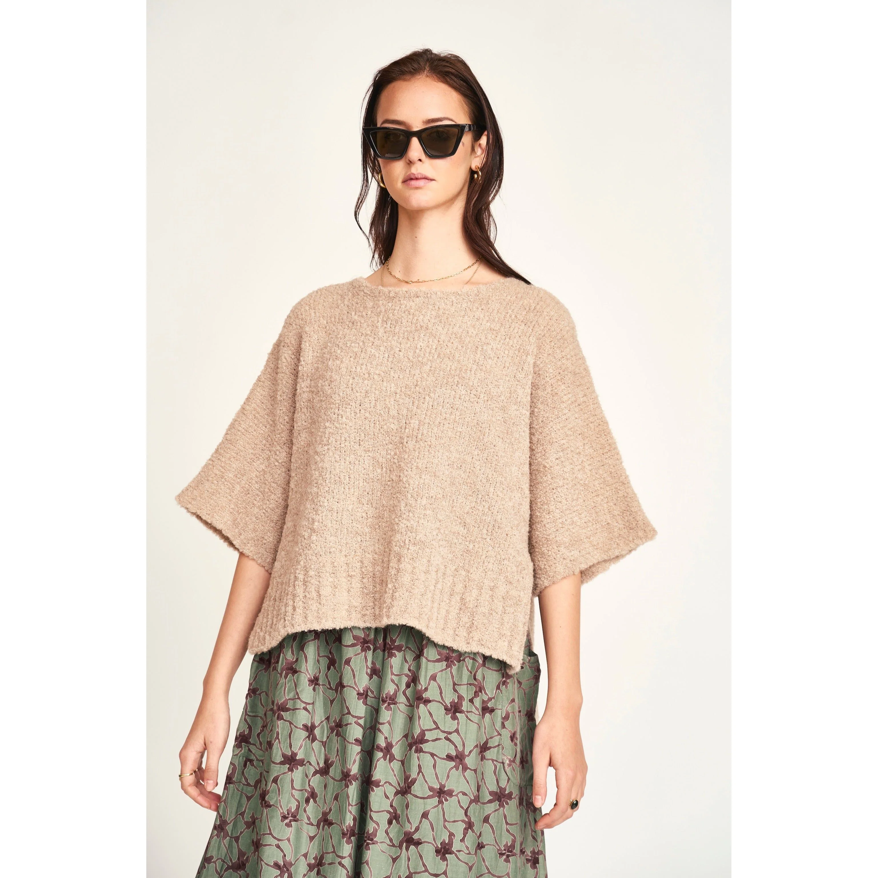 Fez Boucle Top in Graham Cracker