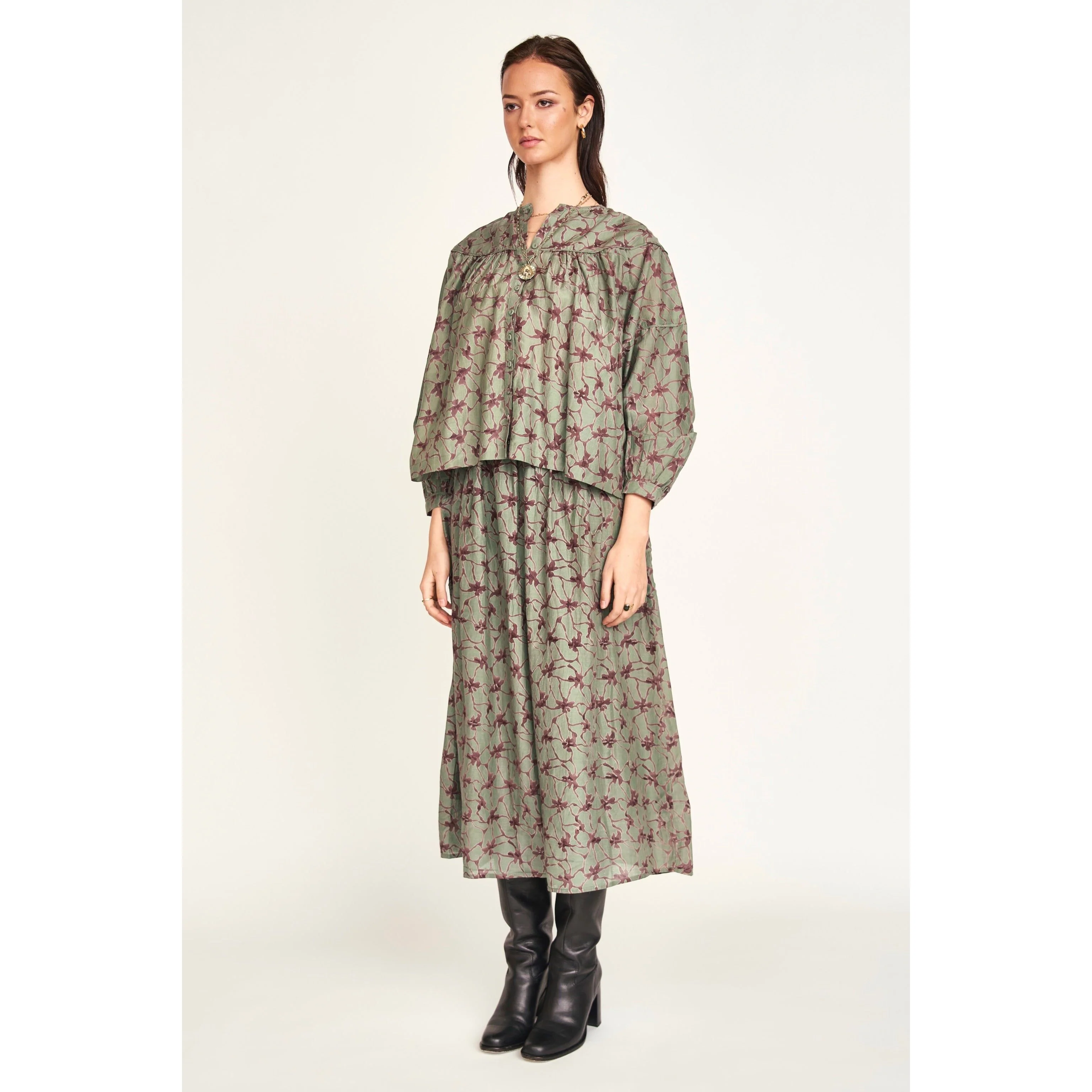 Oslo Blouse in Shadow Kudzu