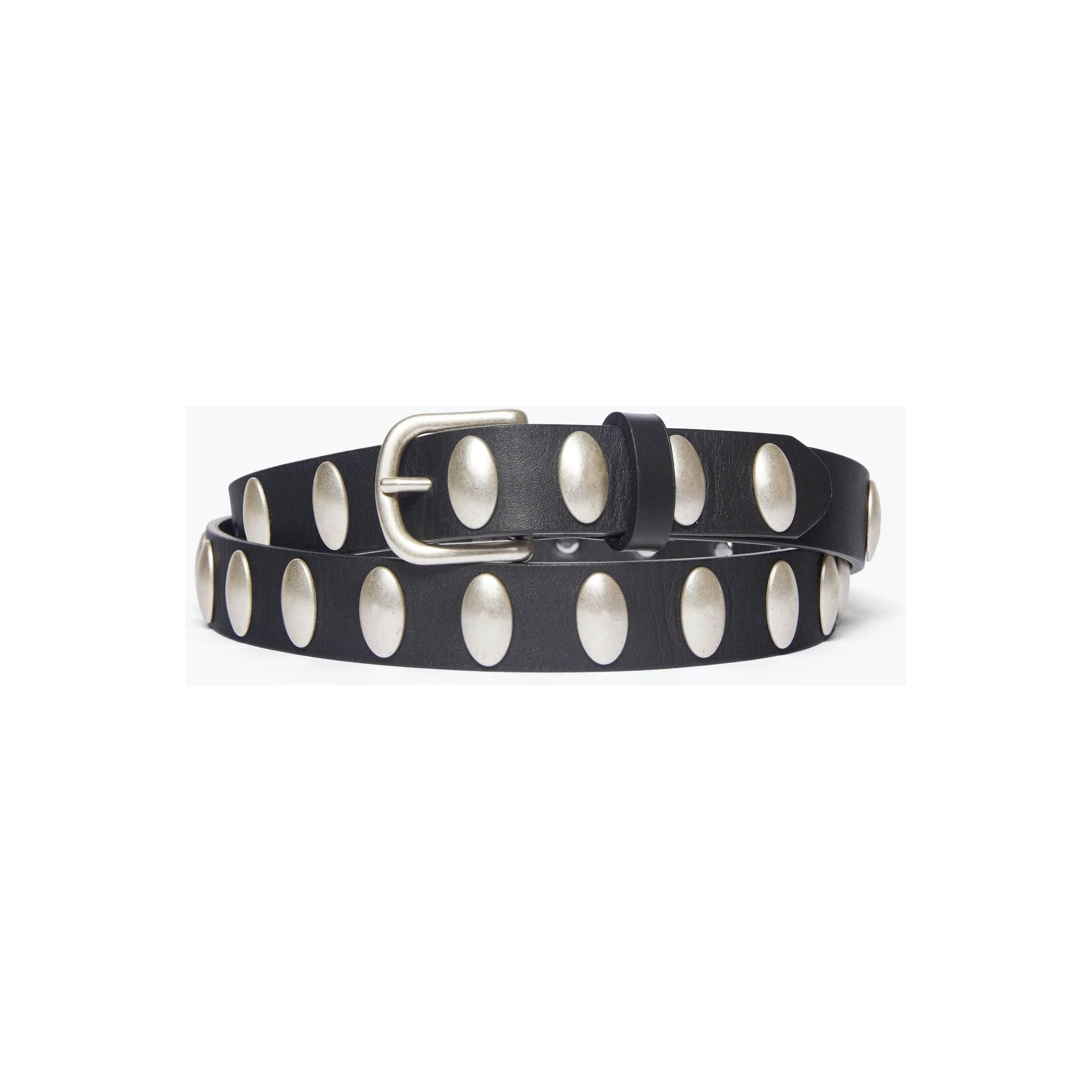 Rebecca Belt Black Calf with Oval Studs