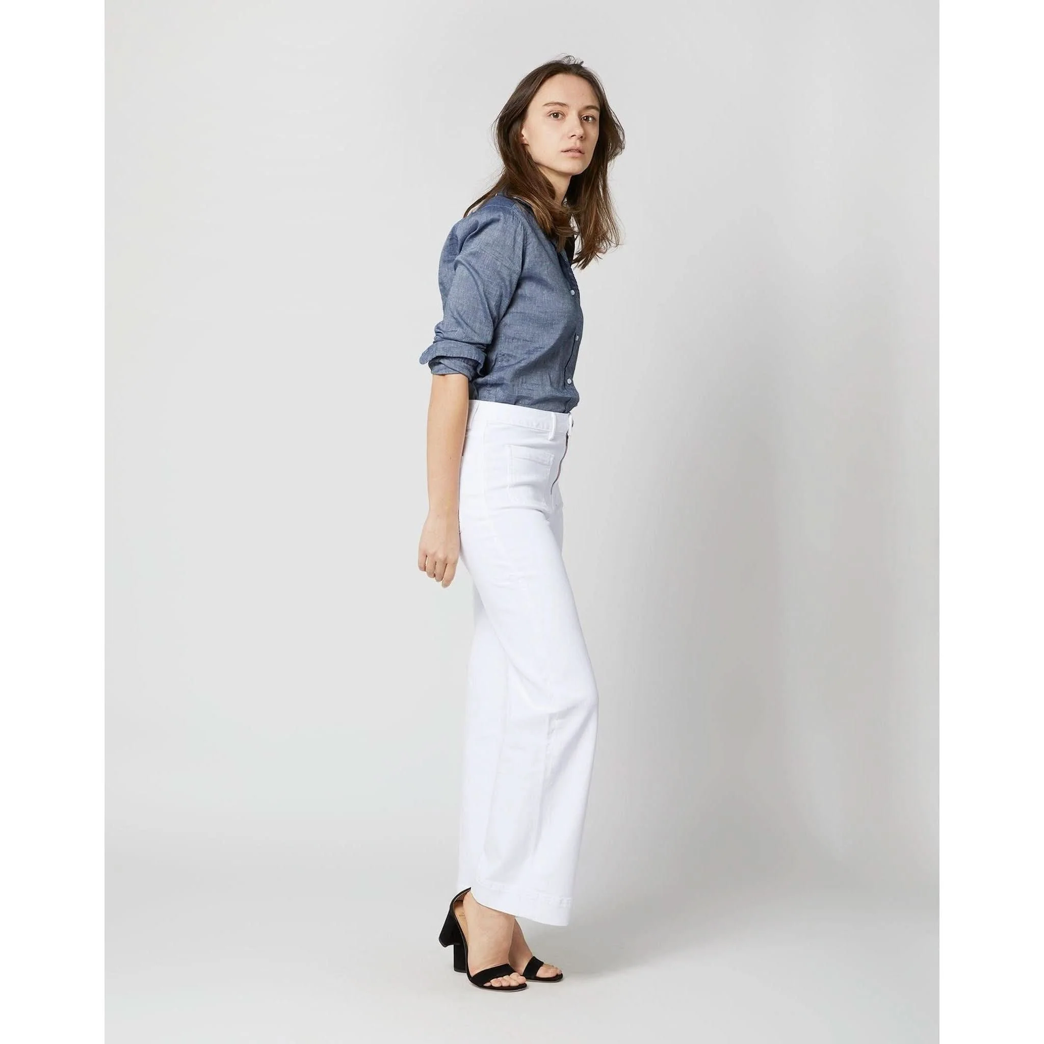 Column Patch Pocket Jean White