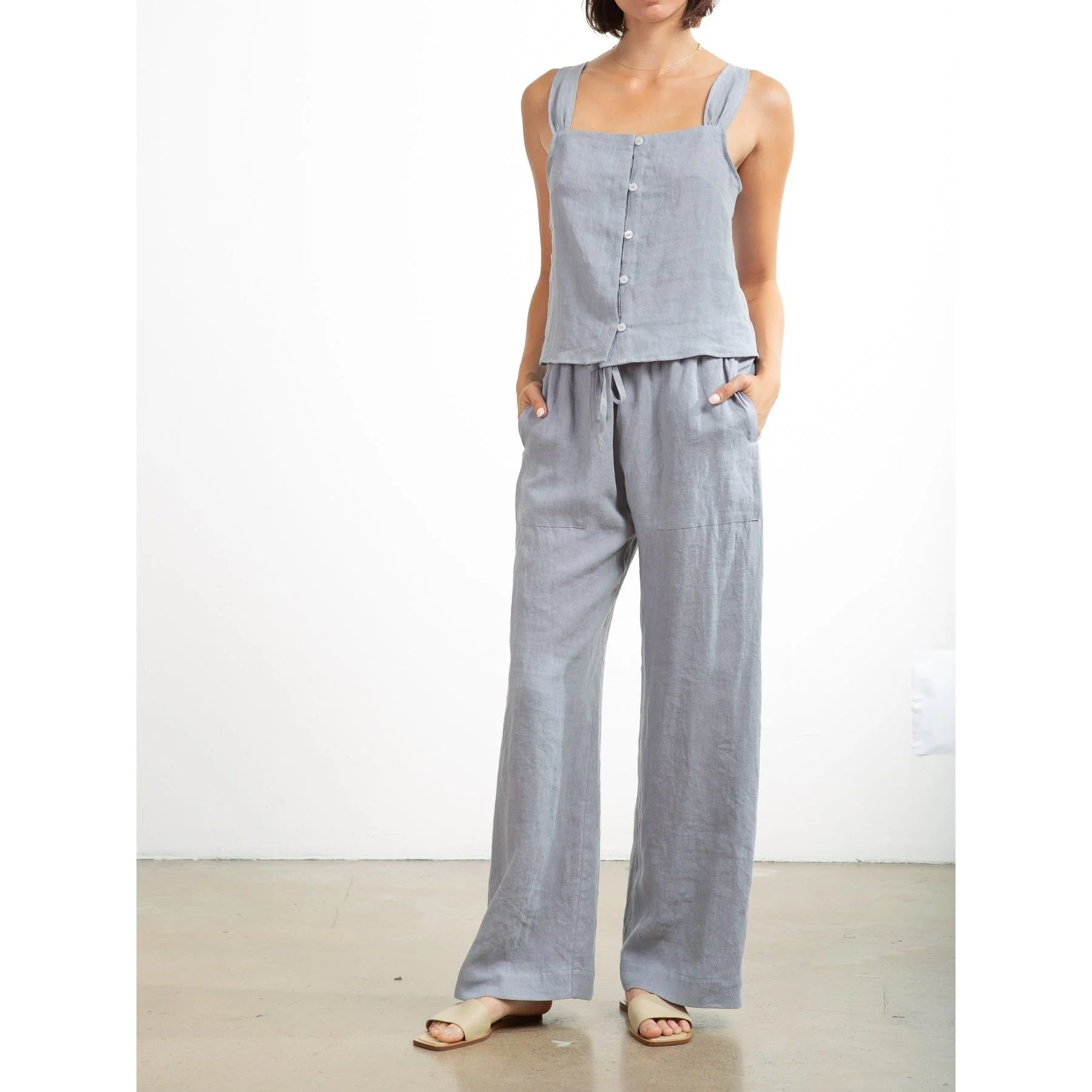 Casey Pant in Linen - Slate