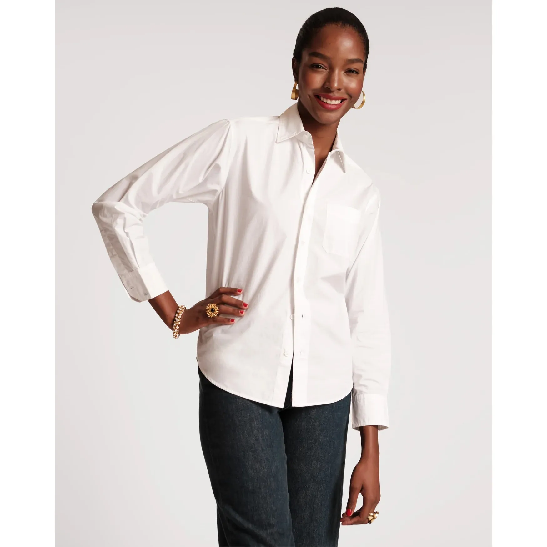 Perfect White Button Down Cotton Poplin White