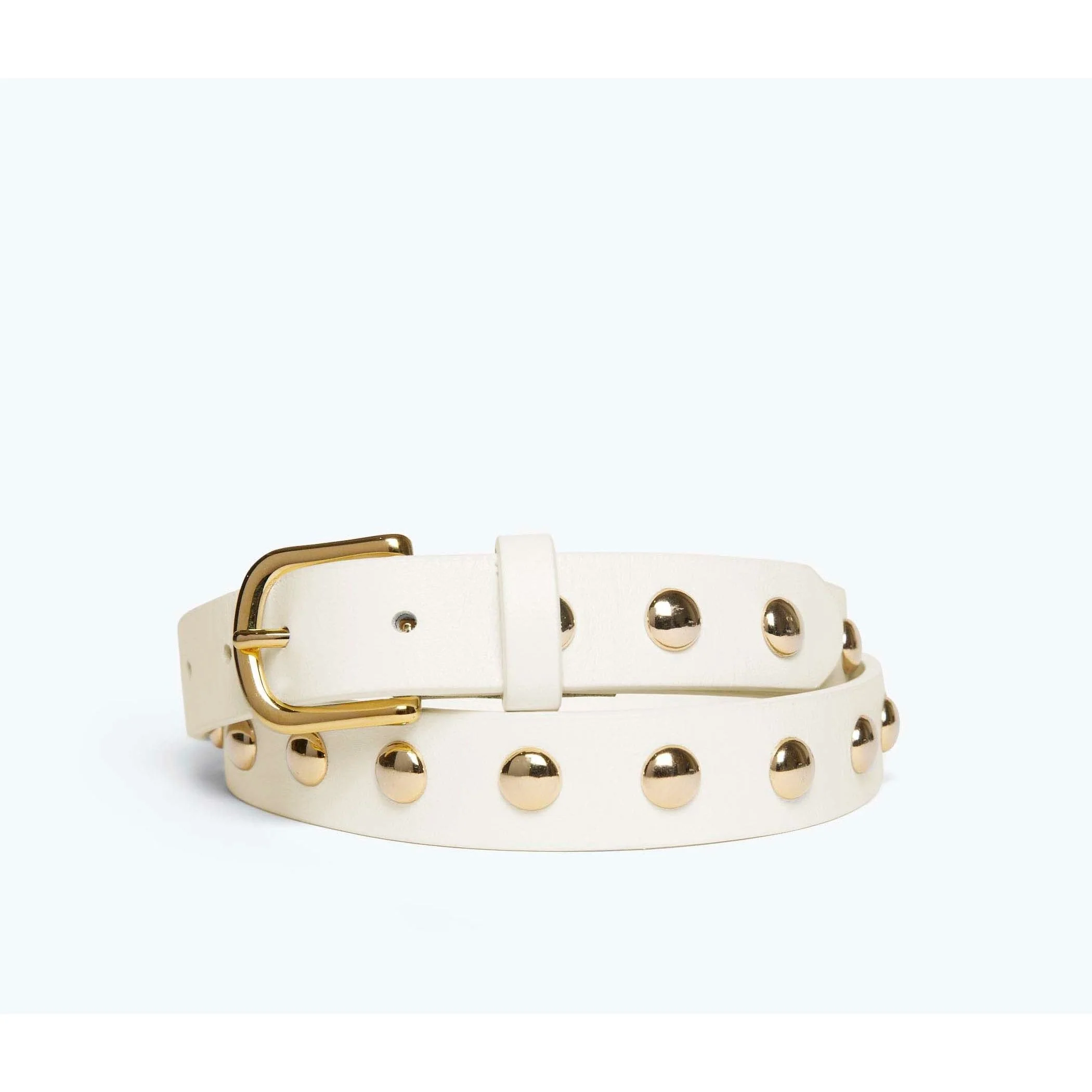 Rebecca Belt Bone Calf with Gold Studs