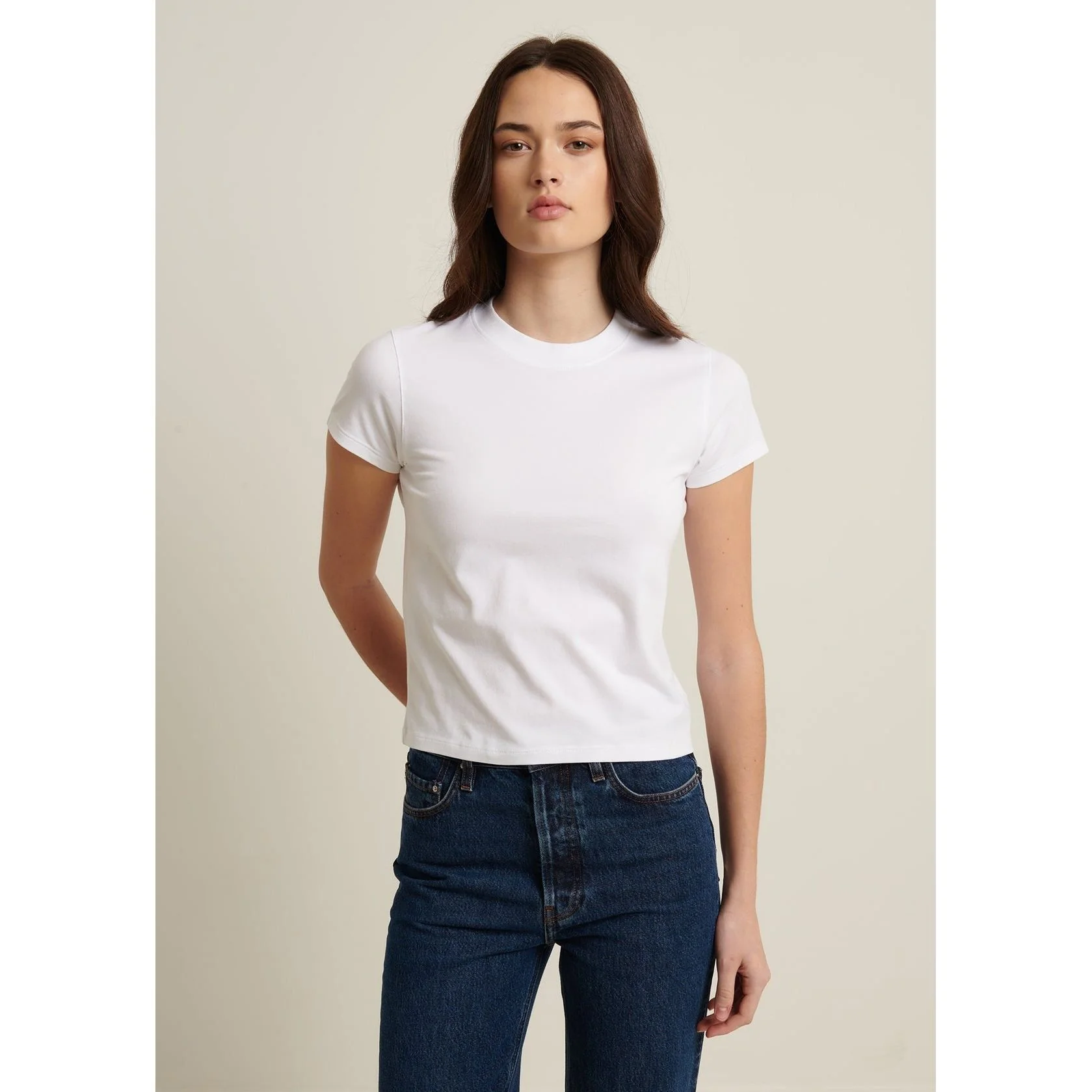 Pima Stretch Short Sleeve Baby Tee White