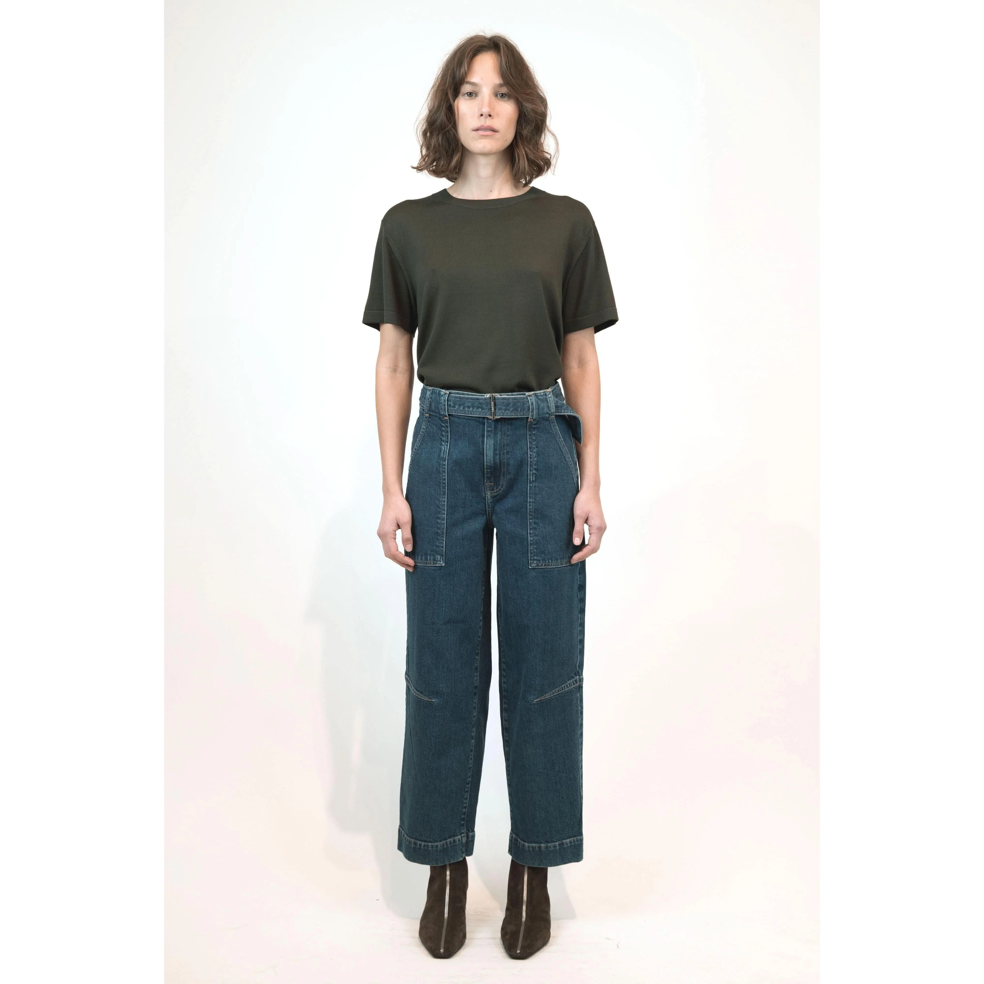 Jenny Belted Crop Pant Cielo