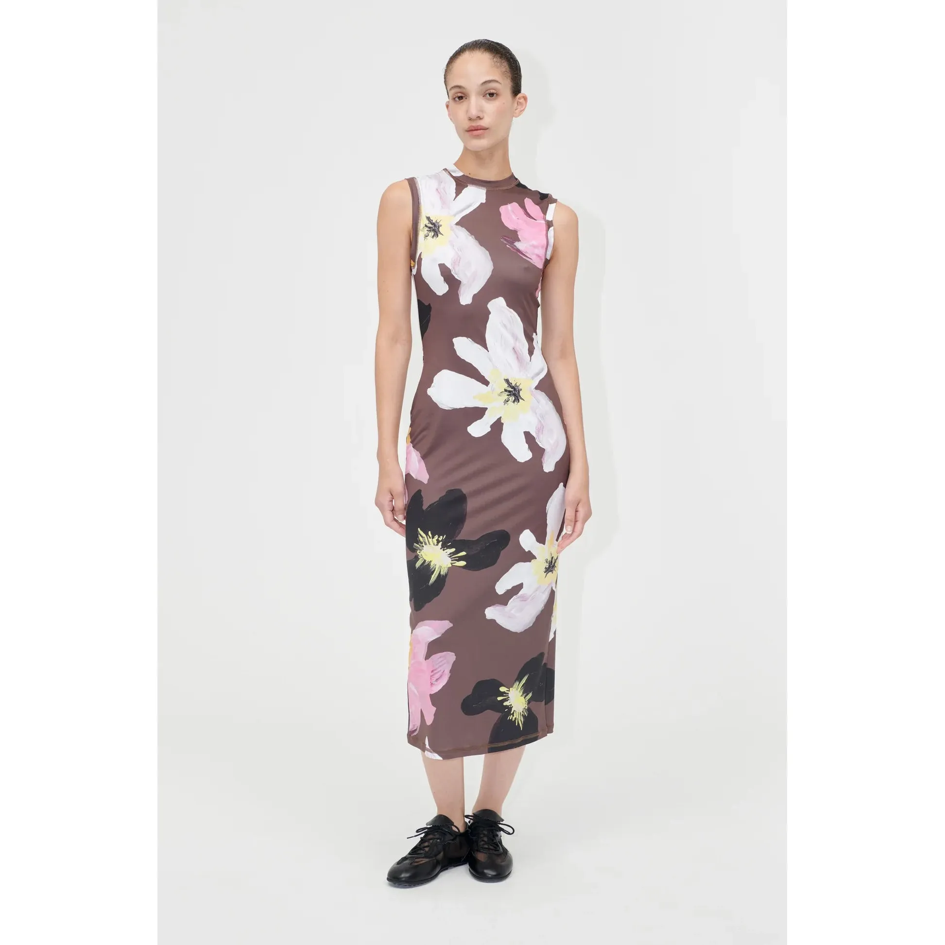 Elastic Tank Crewneck Dress - Wild Flowers