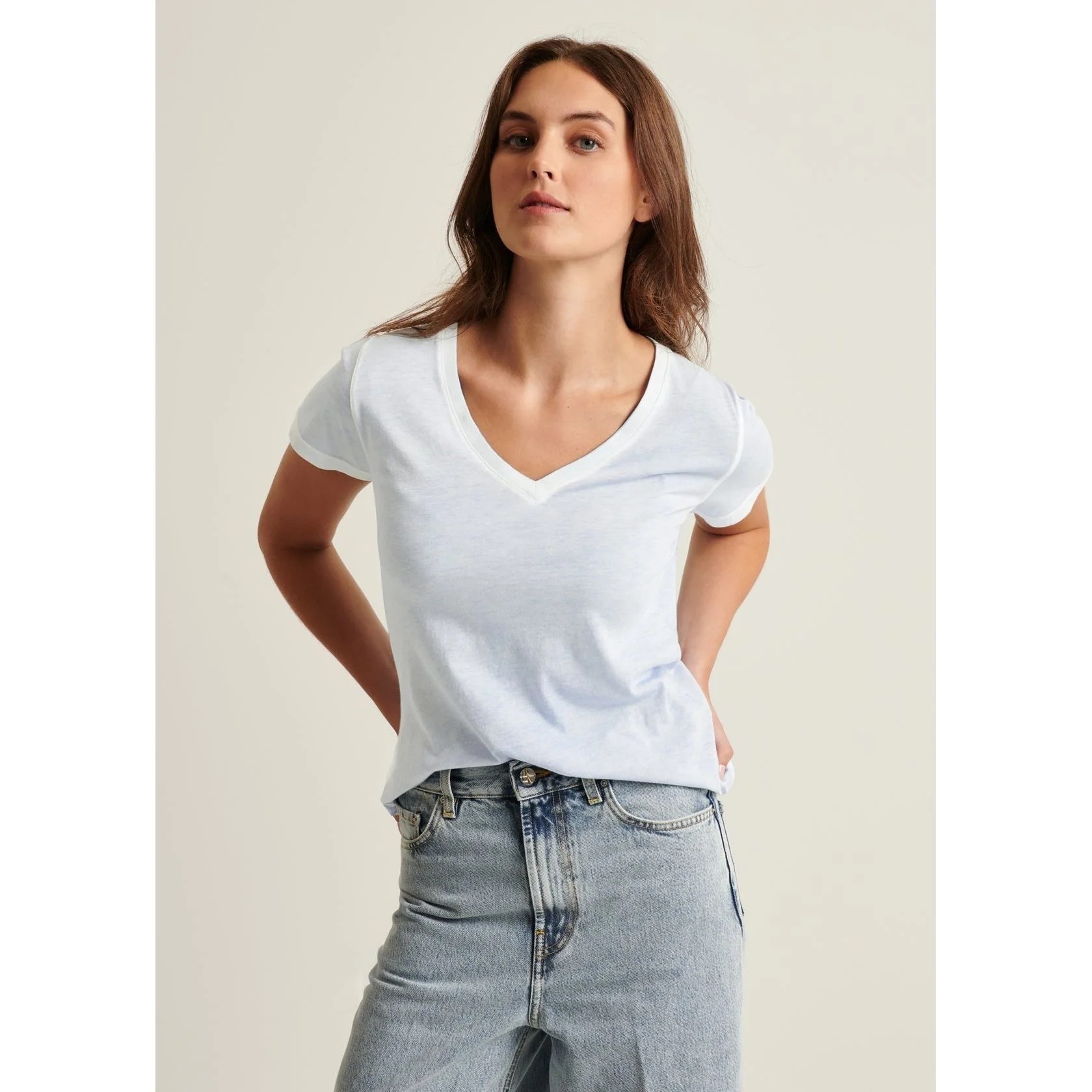 Pima Classic Rev Spray VNeck Powder Blue