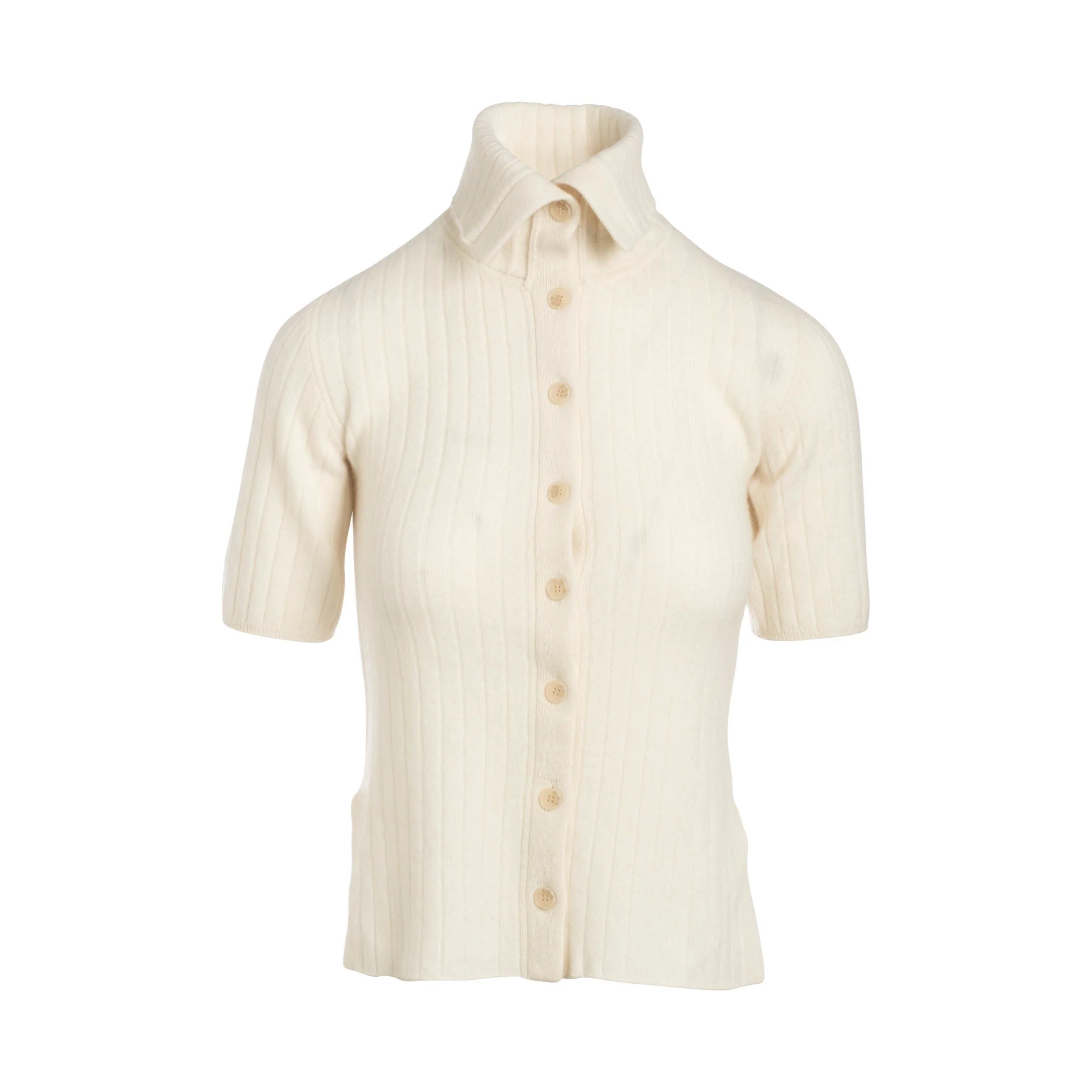 Cashmere Reversible Ribbed Button Up Turtleneck