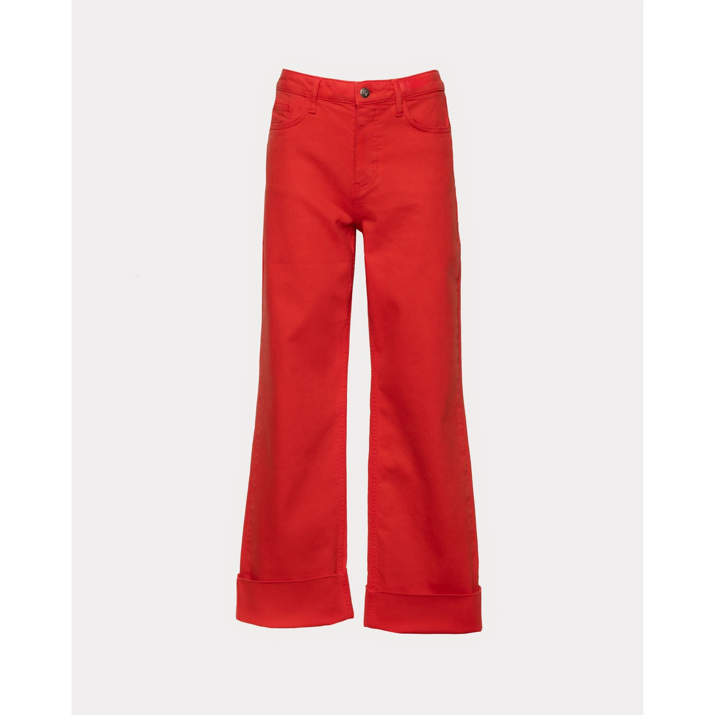 Smarty Cuffed Jeans Solid Denim Denim Red