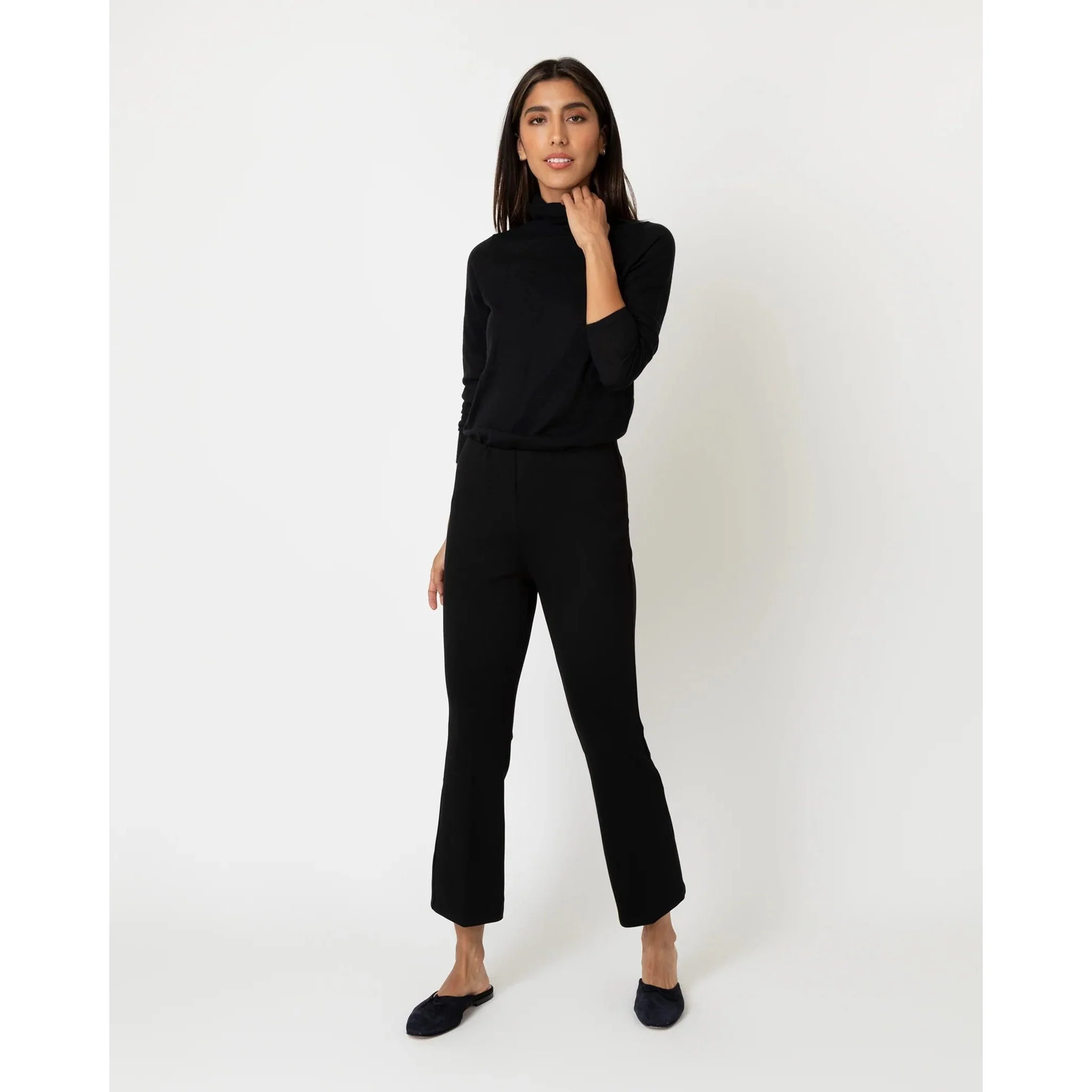 Faye Flare Cropped Pant Black