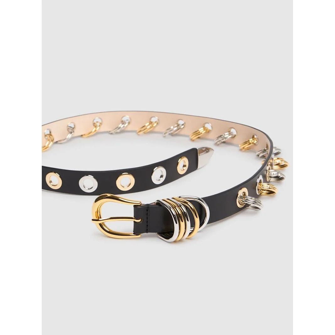 Revenge Mixed Metal Belt Black Silver Gold