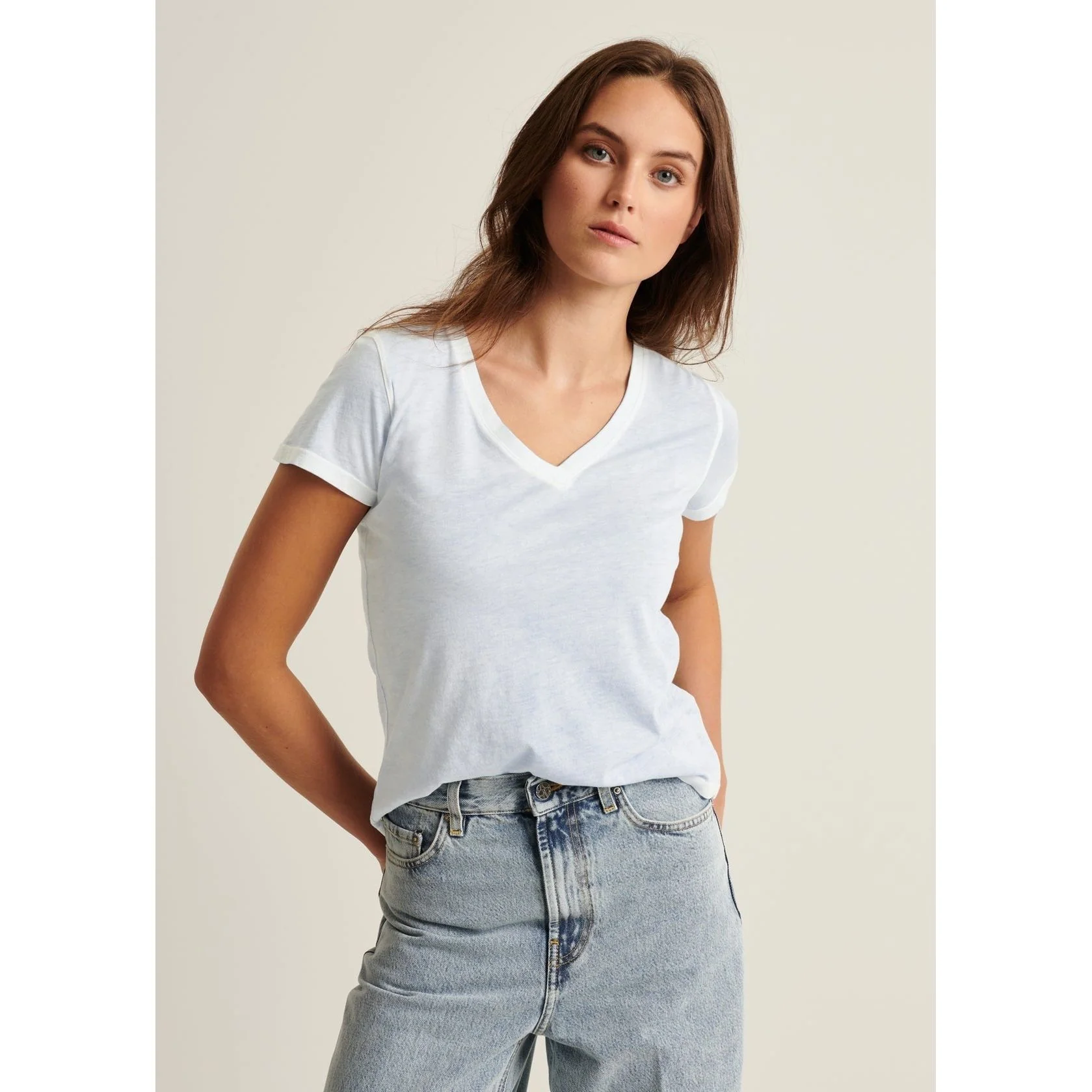 Pima Classic Rev Spray VNeck Powder Blue