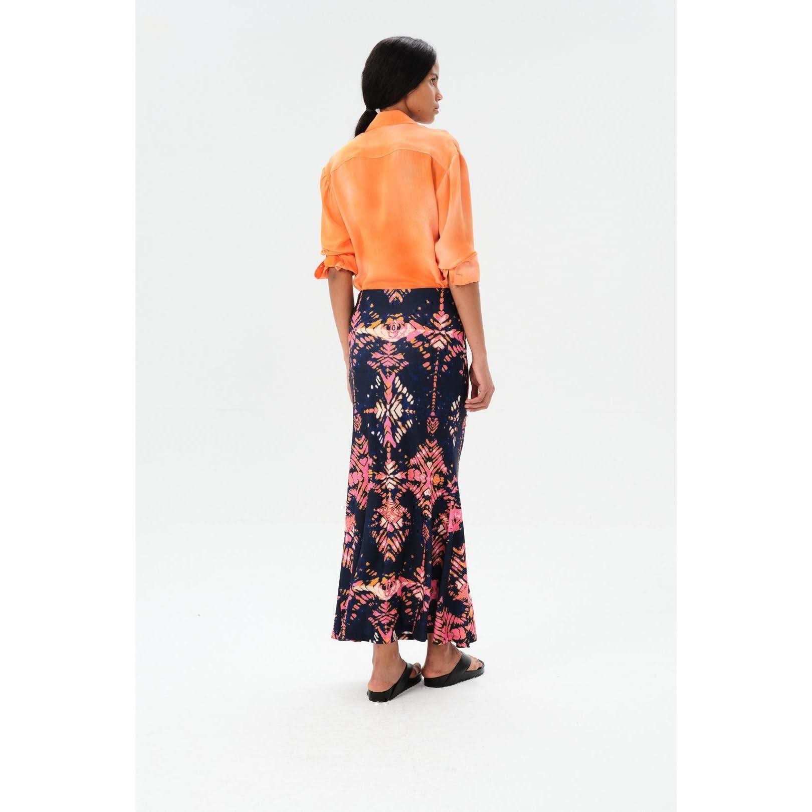 Ceibo Liv Midi Skirt in Navy Shibori