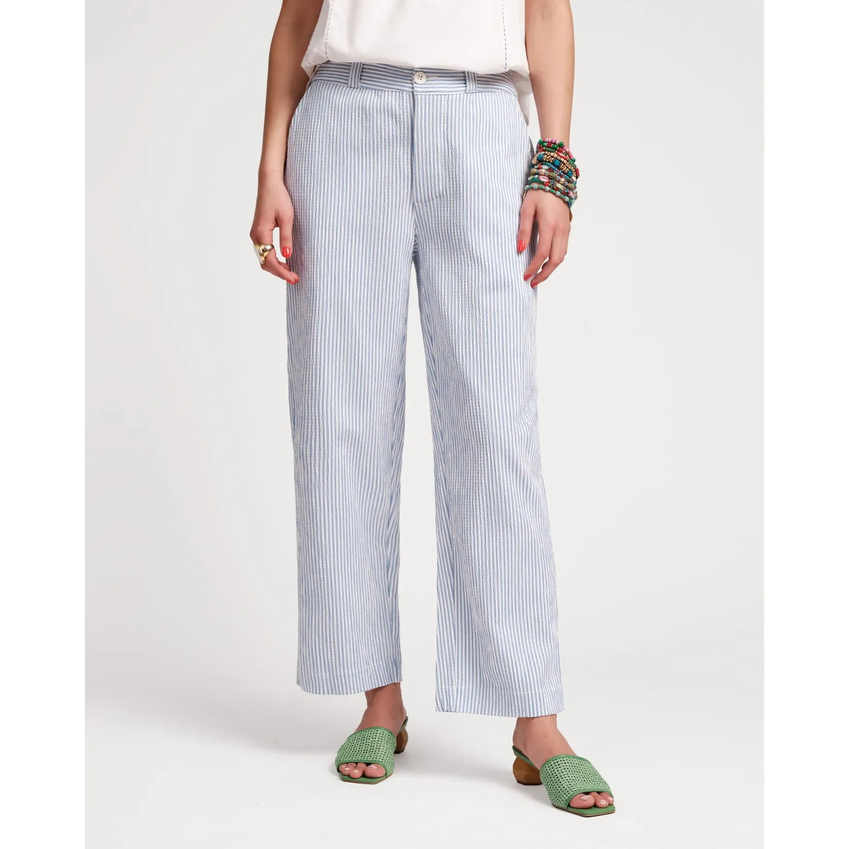 Coleman Pant Stripe Seersucker Light Blue/White