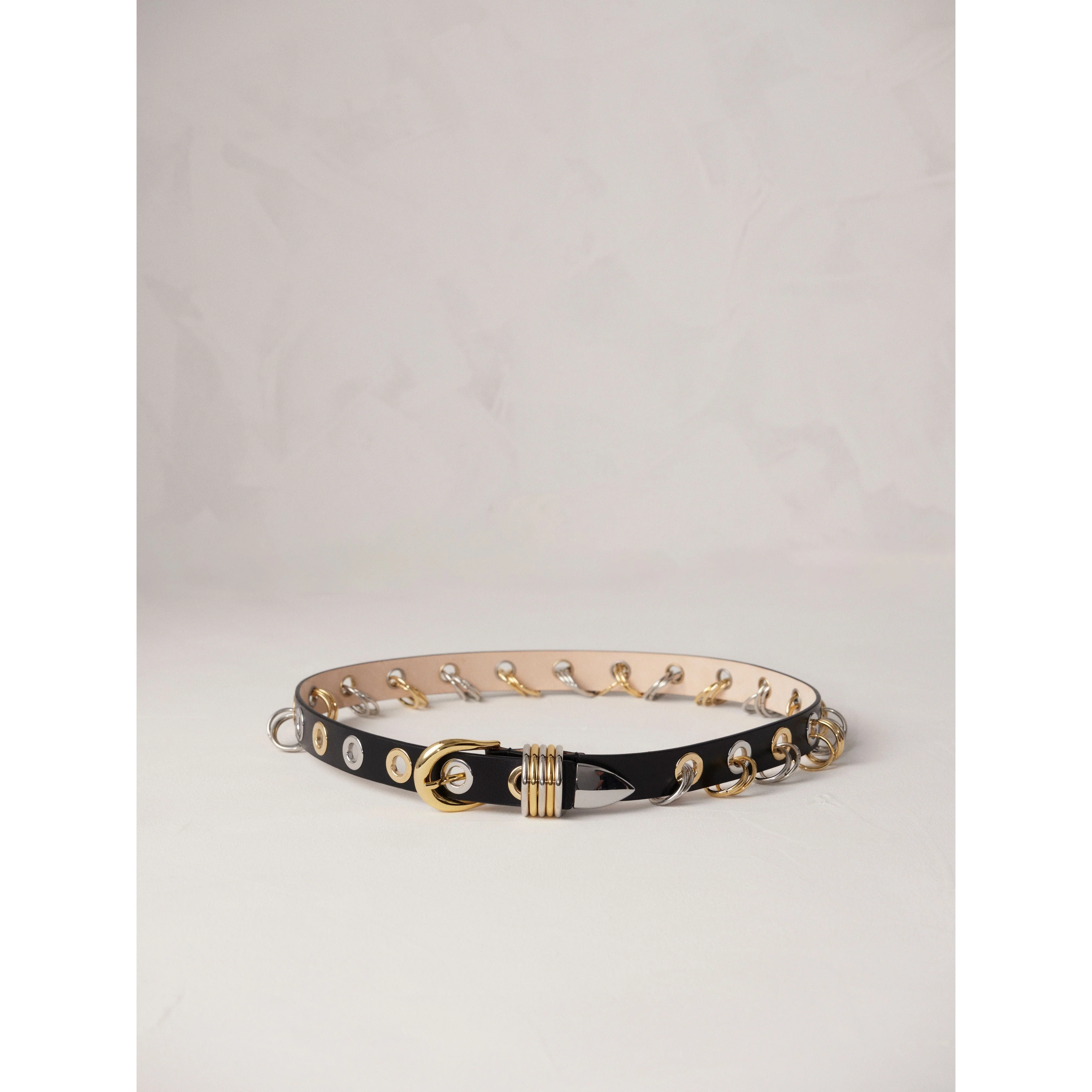 Revenge Mixed Metal Belt Black Silver Gold