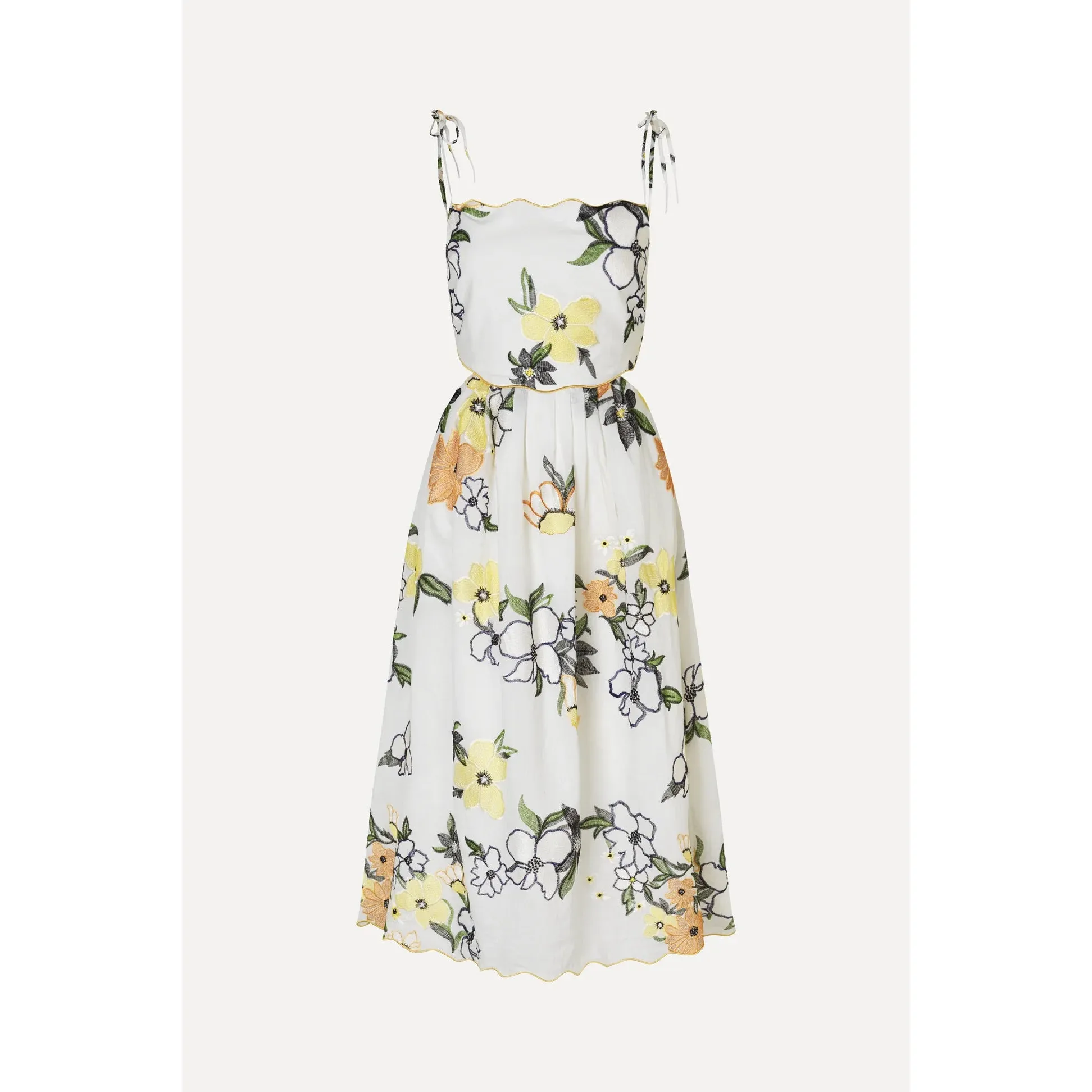 Scalloped Cut Out Dress - Wild Flowers Embroidery