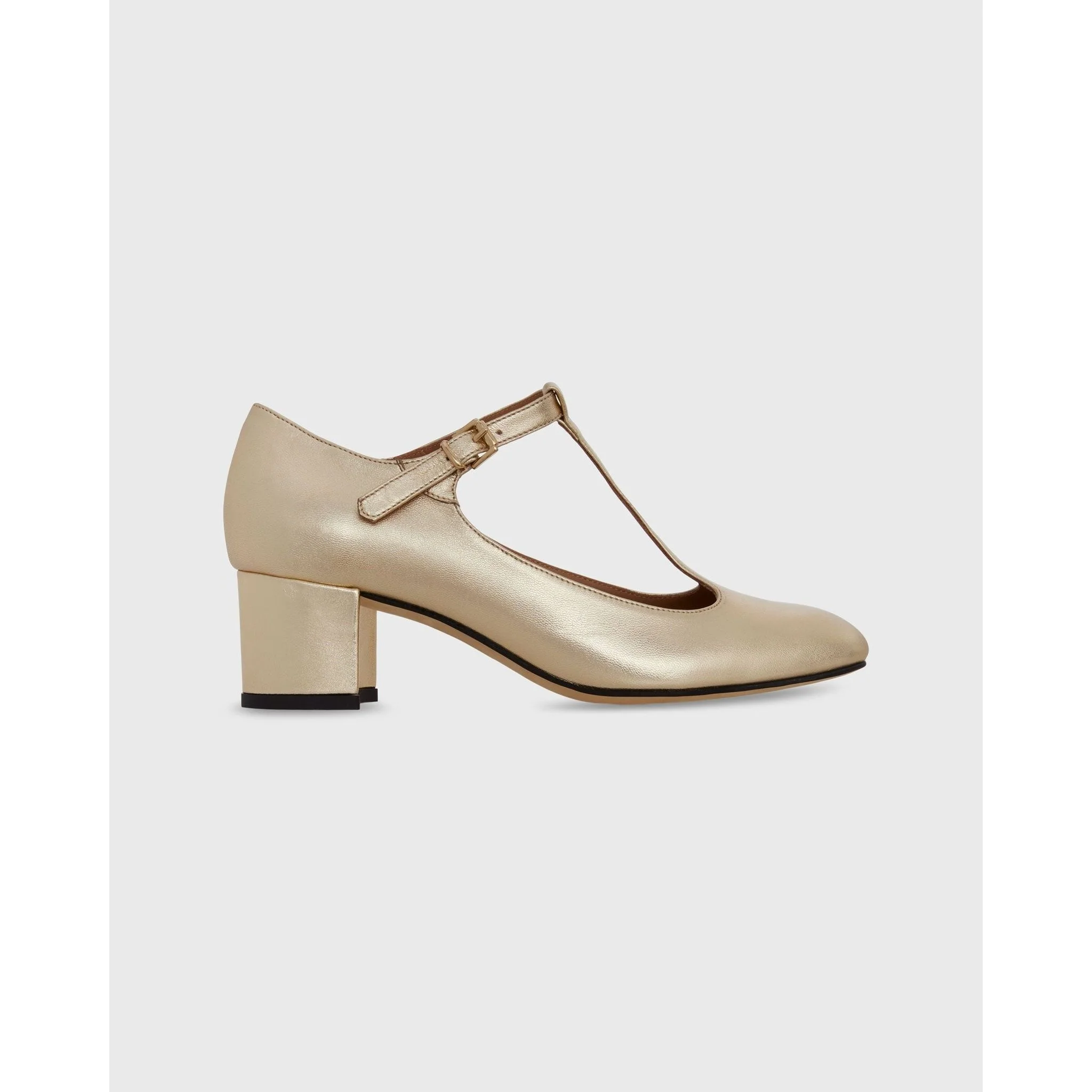 T-Strap Mary Jane Block Heel Plantino Leather