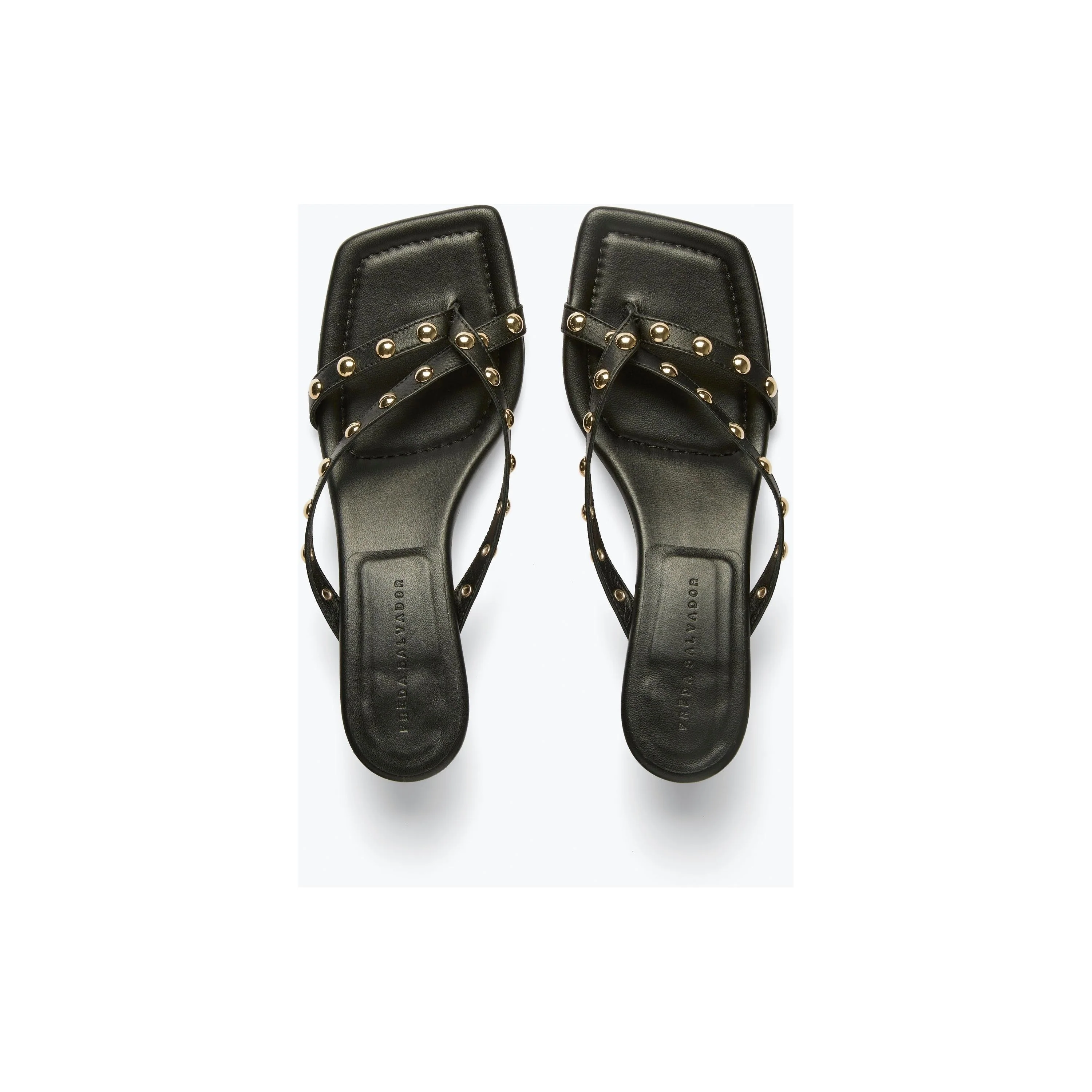 Elaine Sandal Black Nappa With Gold Studs