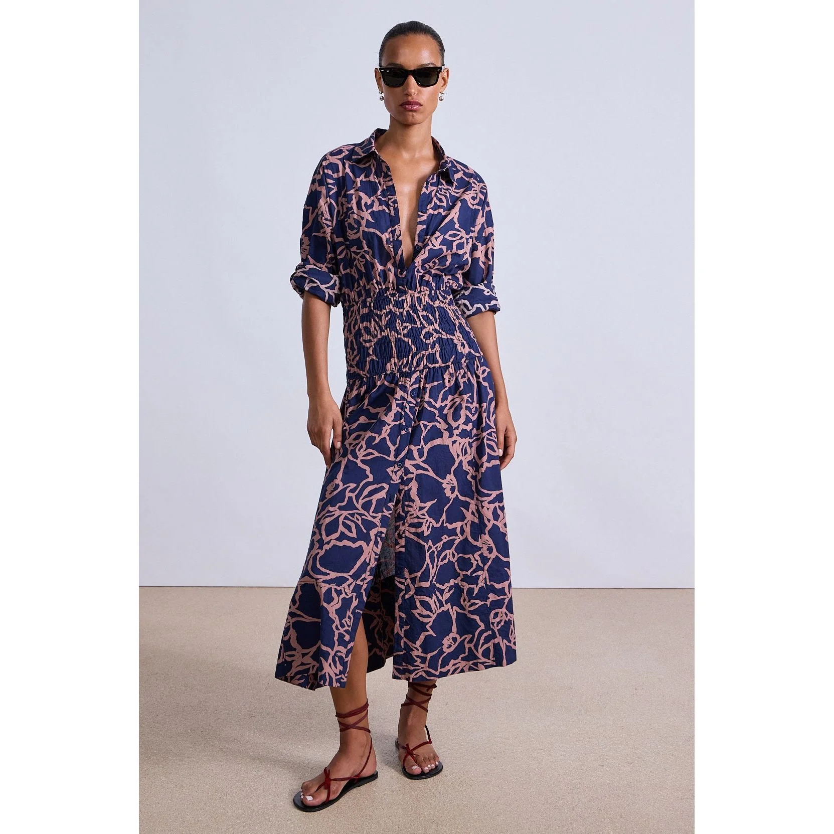 Sophia Smocked Shirt Dress