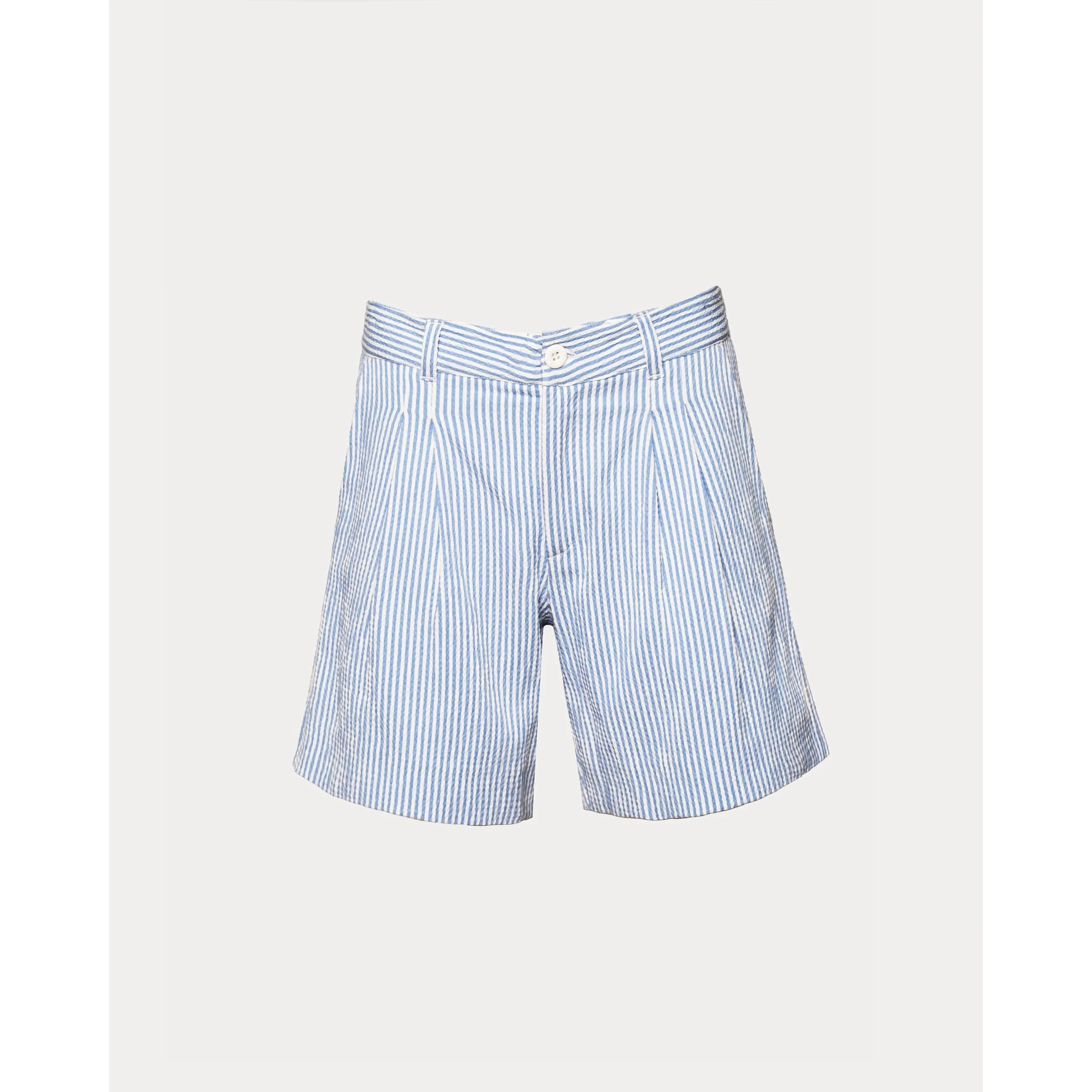 Benny Short Stripe Seersucker Light Blue/White