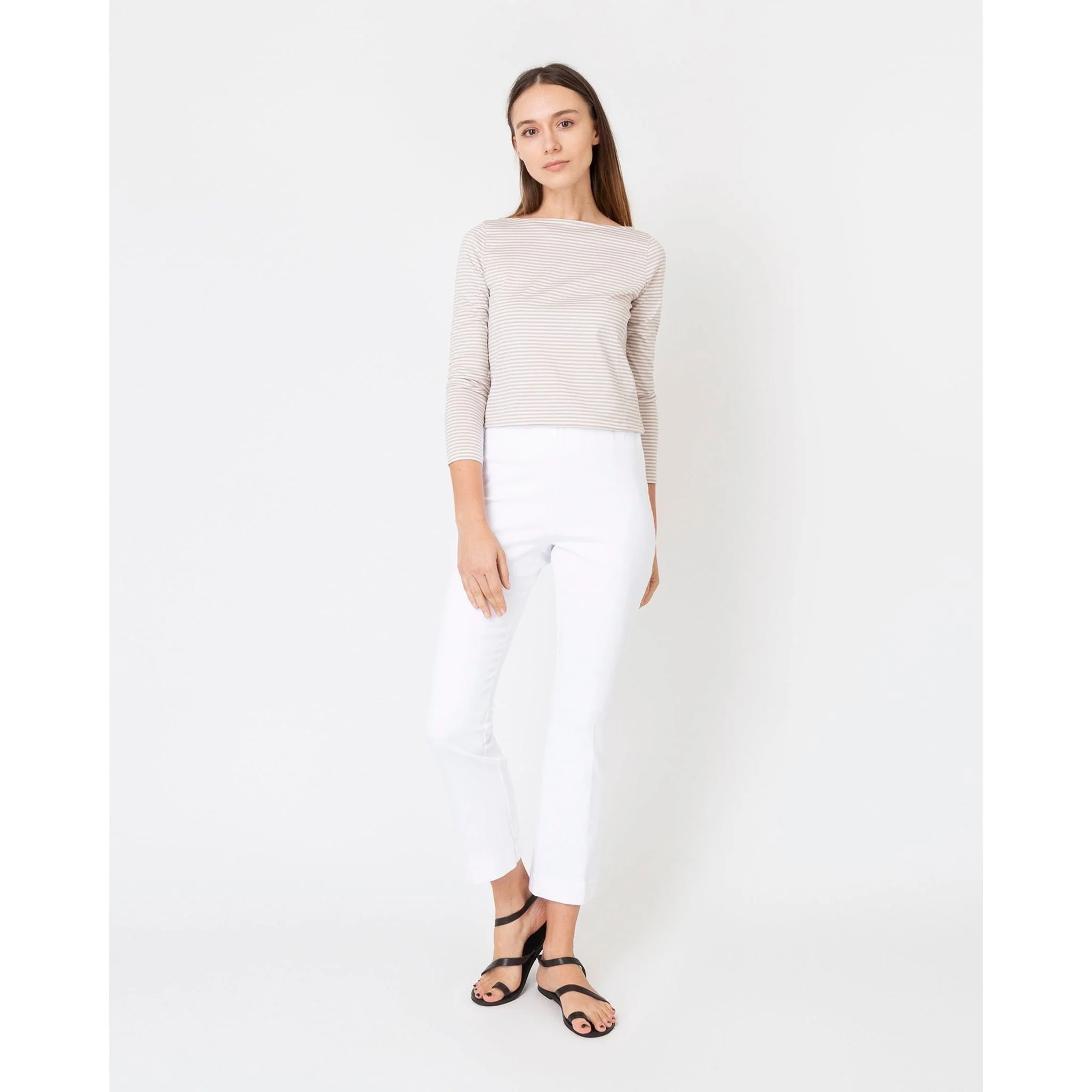 Faye Flare Cropped Pant White