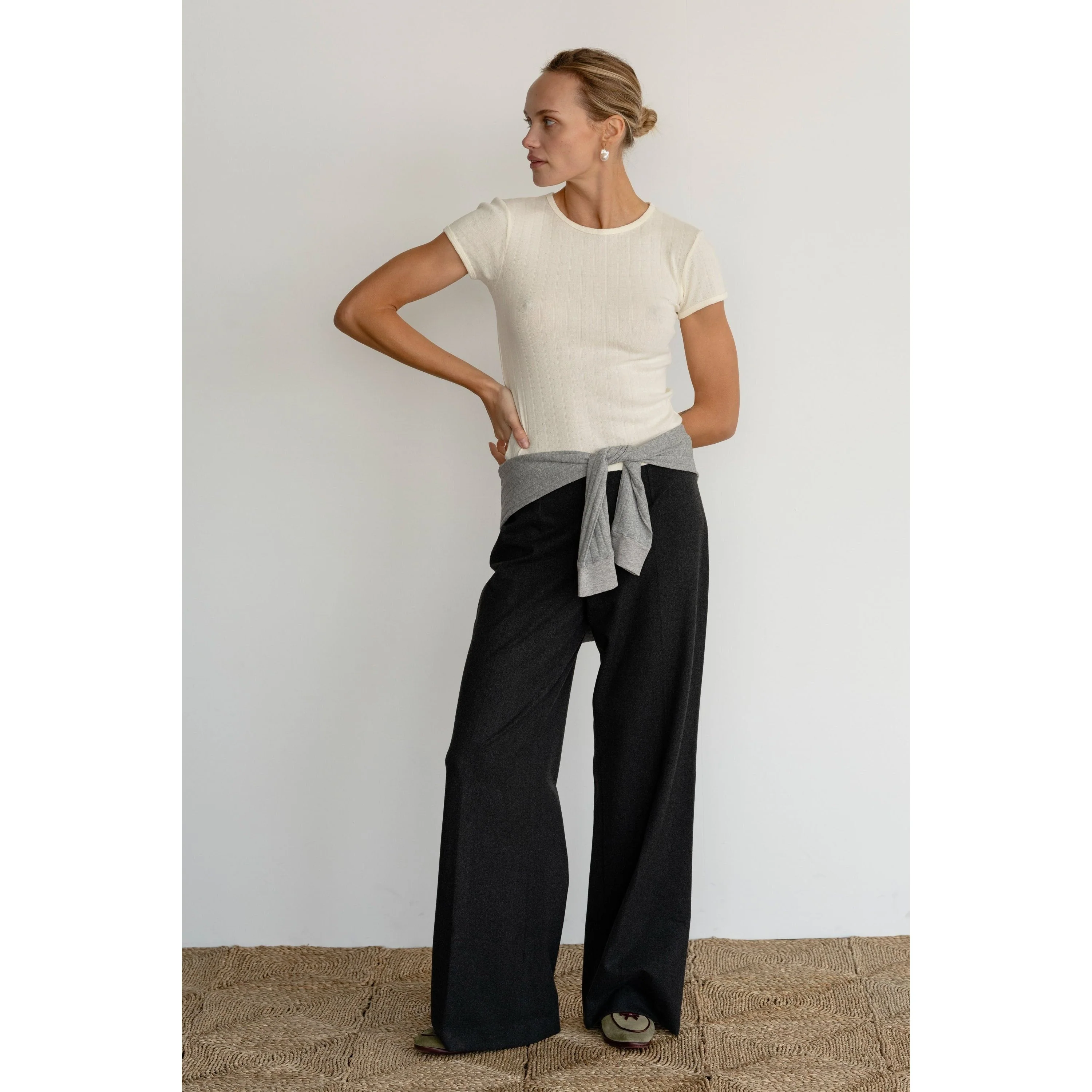 The Pointelle Baby Tee Creme