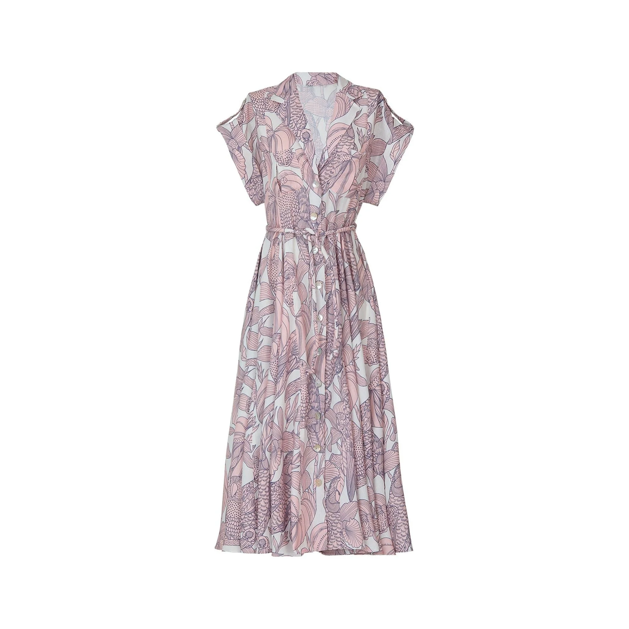 Guayaba Midi Dress in Canario Pink Print