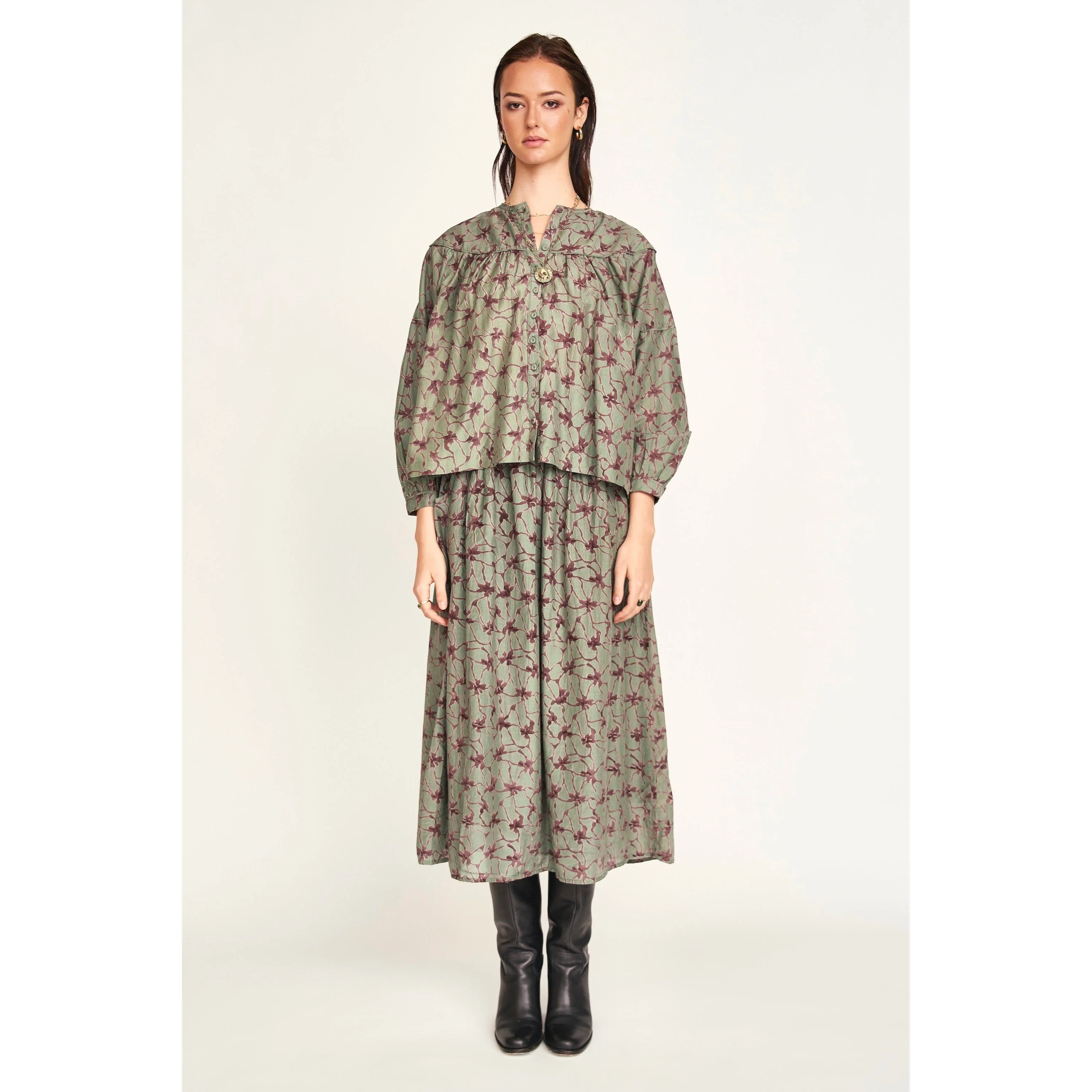 Oslo Blouse in Shadow Kudzu