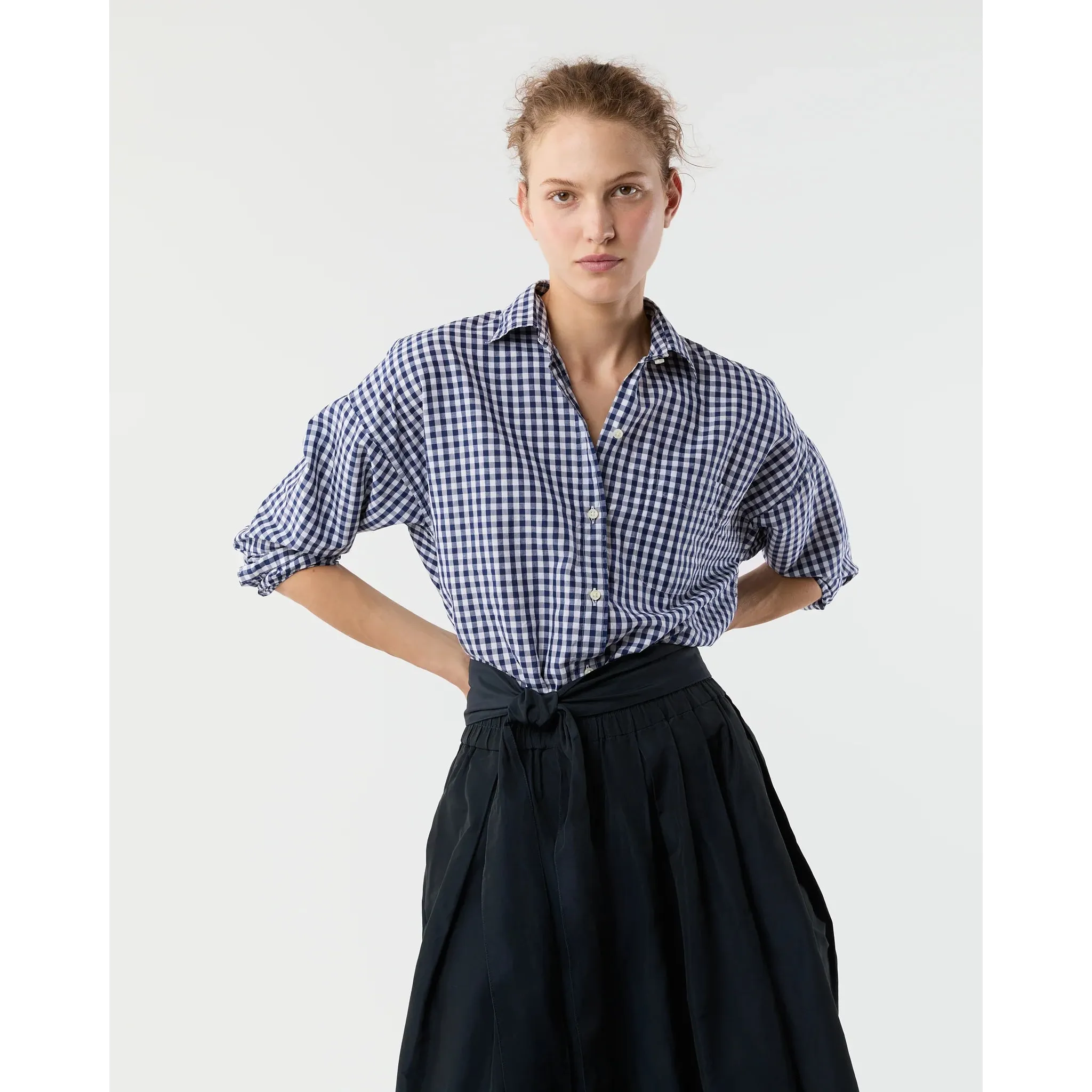 Weekender Shirt in Navy Gingham Cotlino