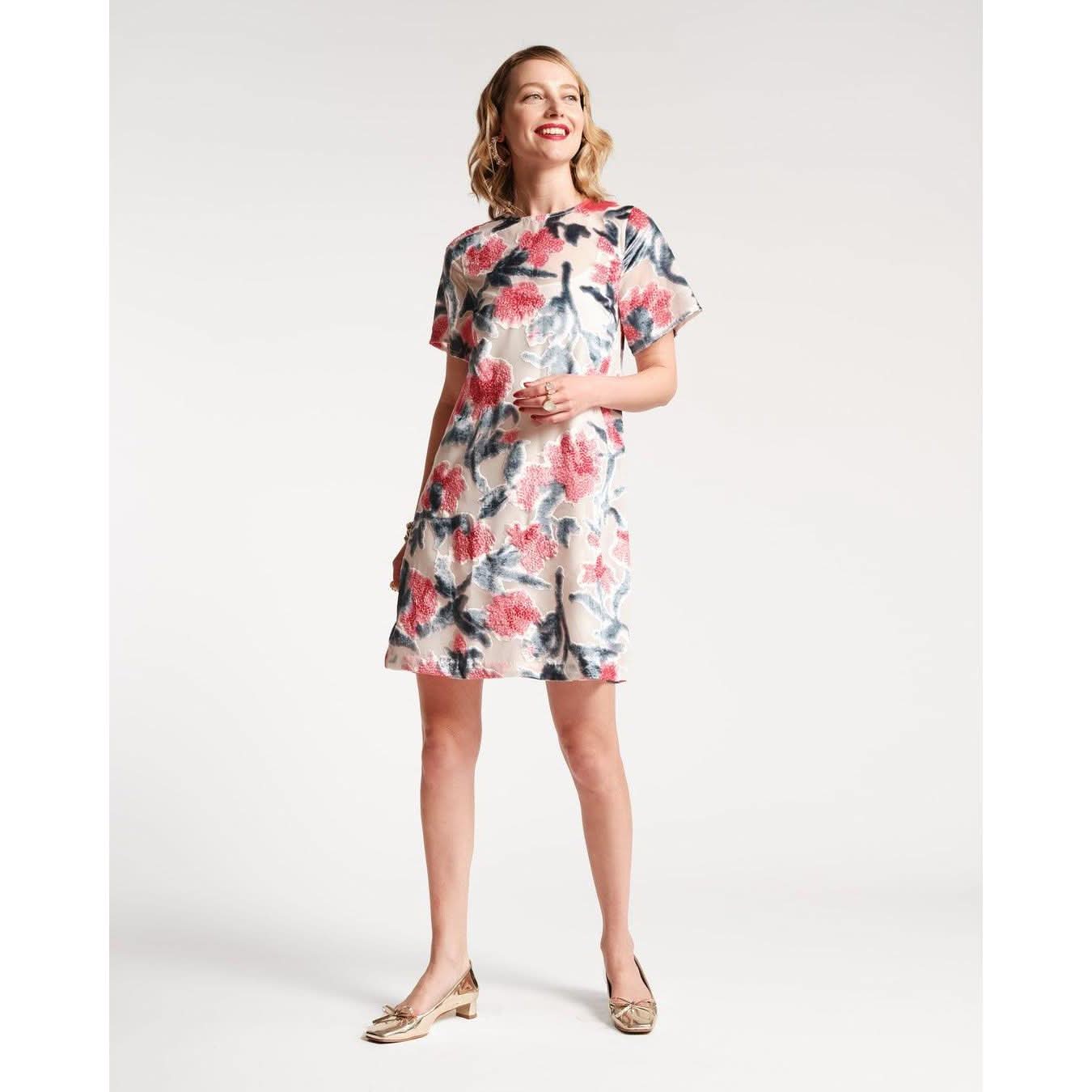 Altman Mini Dress Velvet Lotus Print Pink Multi