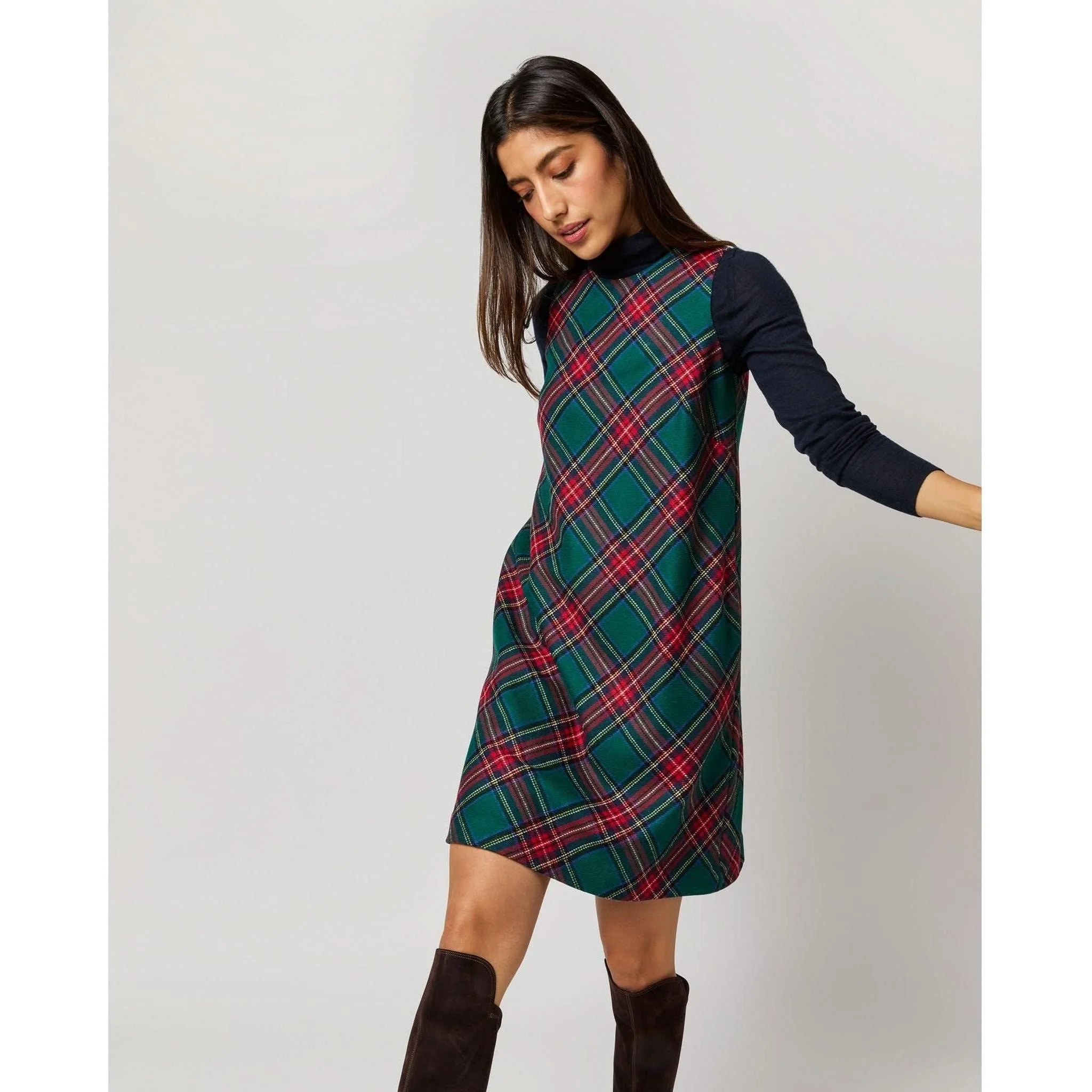 Susy Shift Dress Green/Red Royal Stewart Tartan