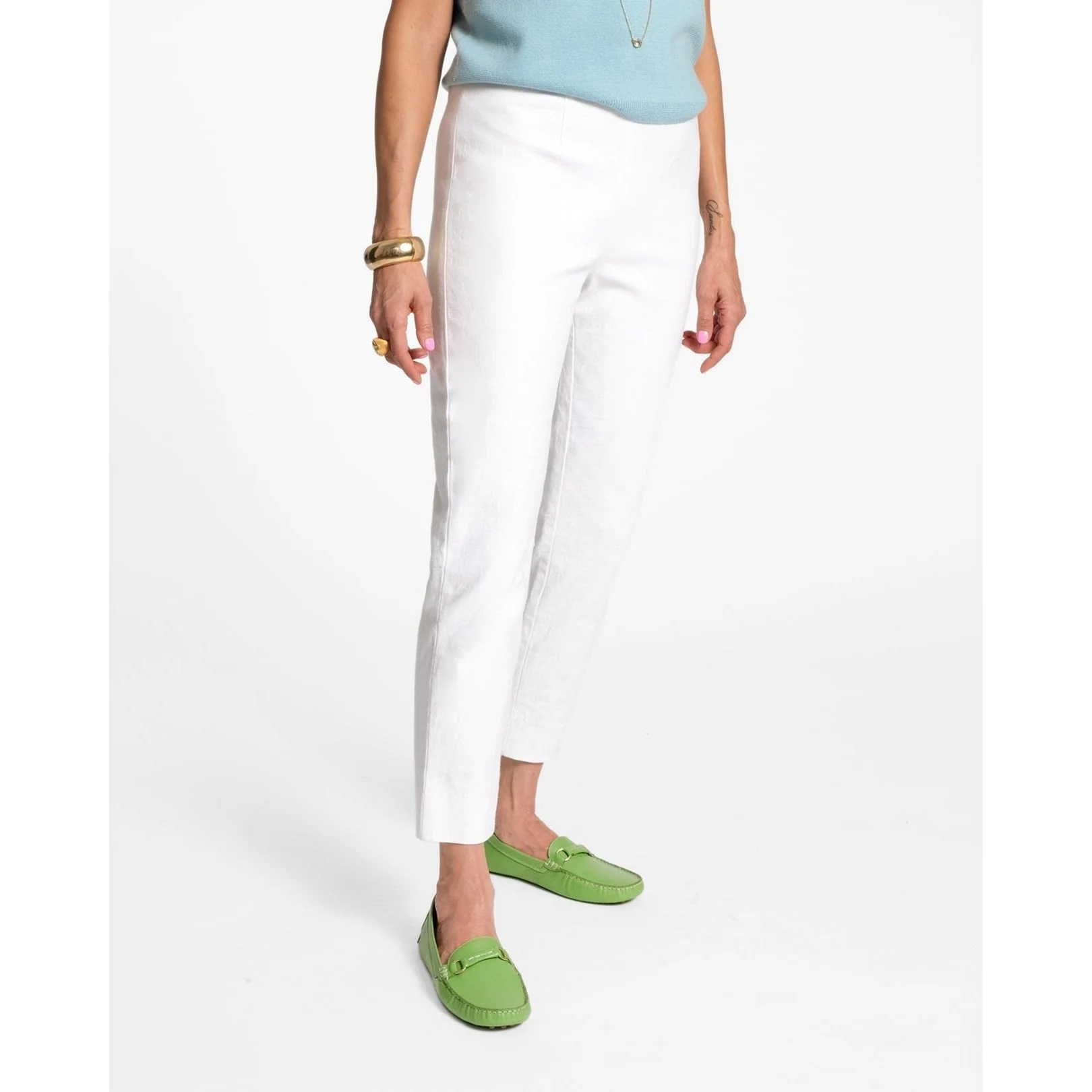Lucy Cigarette Pant Cotton Stretch White