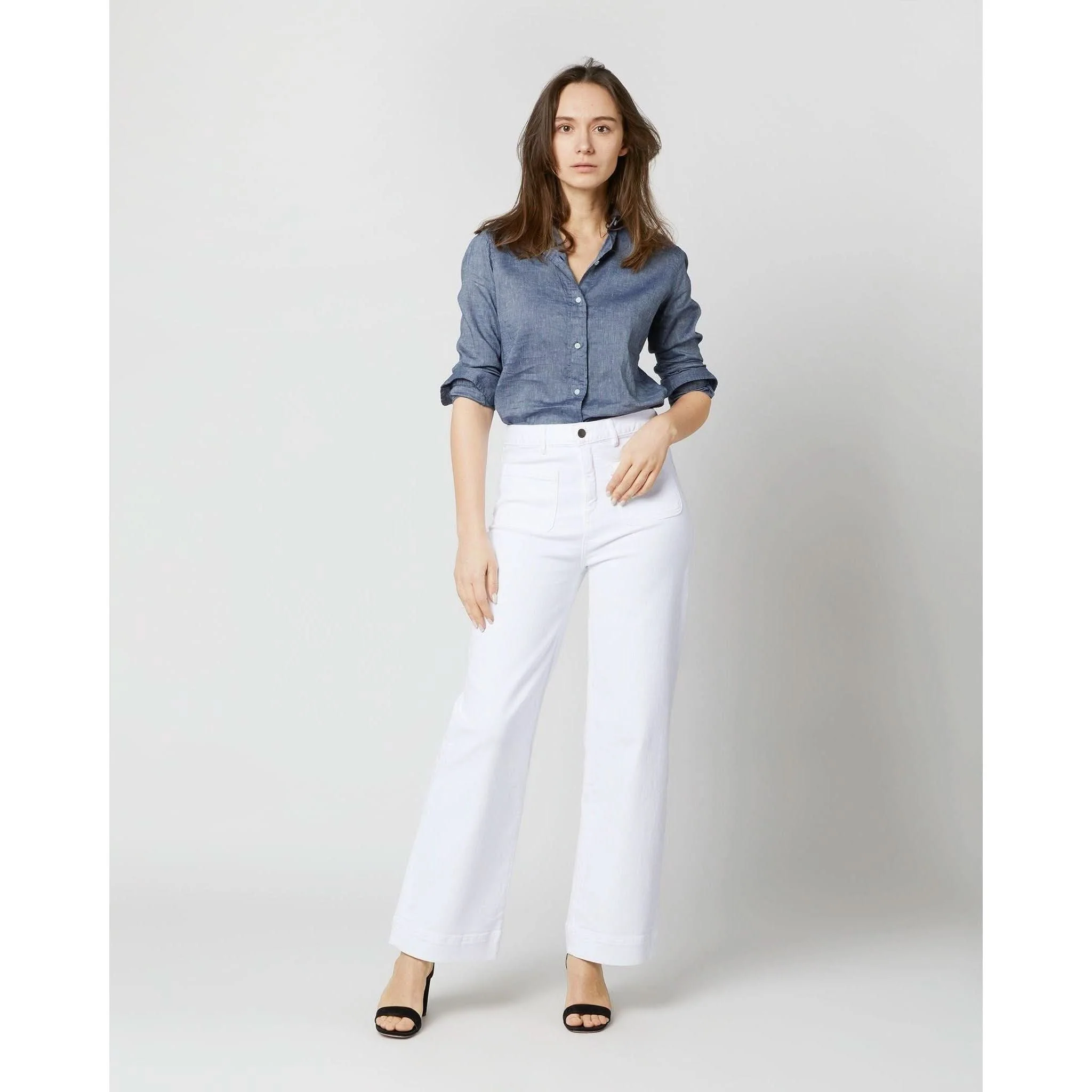 Column Patch Pocket Jean White