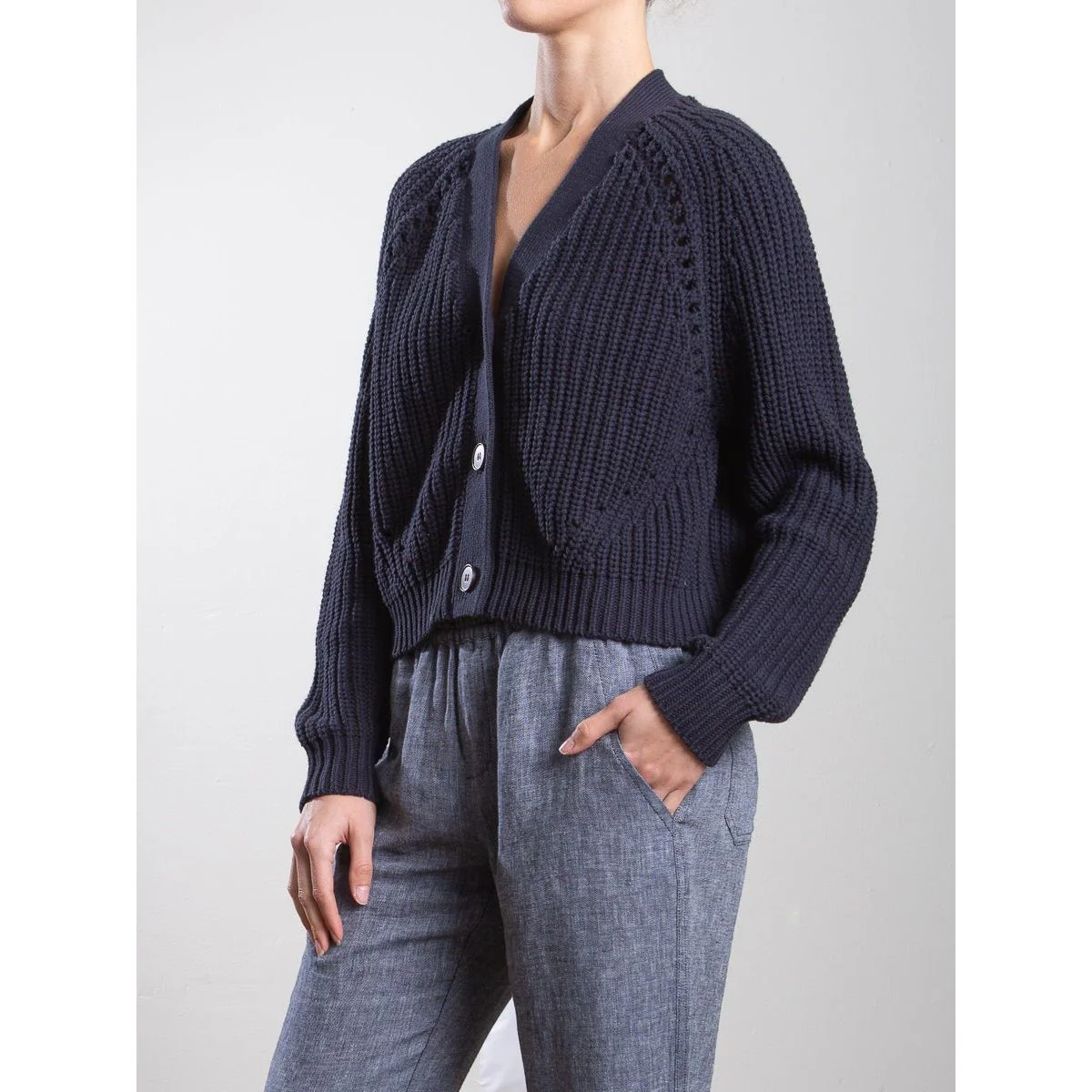 Molly Cotton Cardigan - Ink