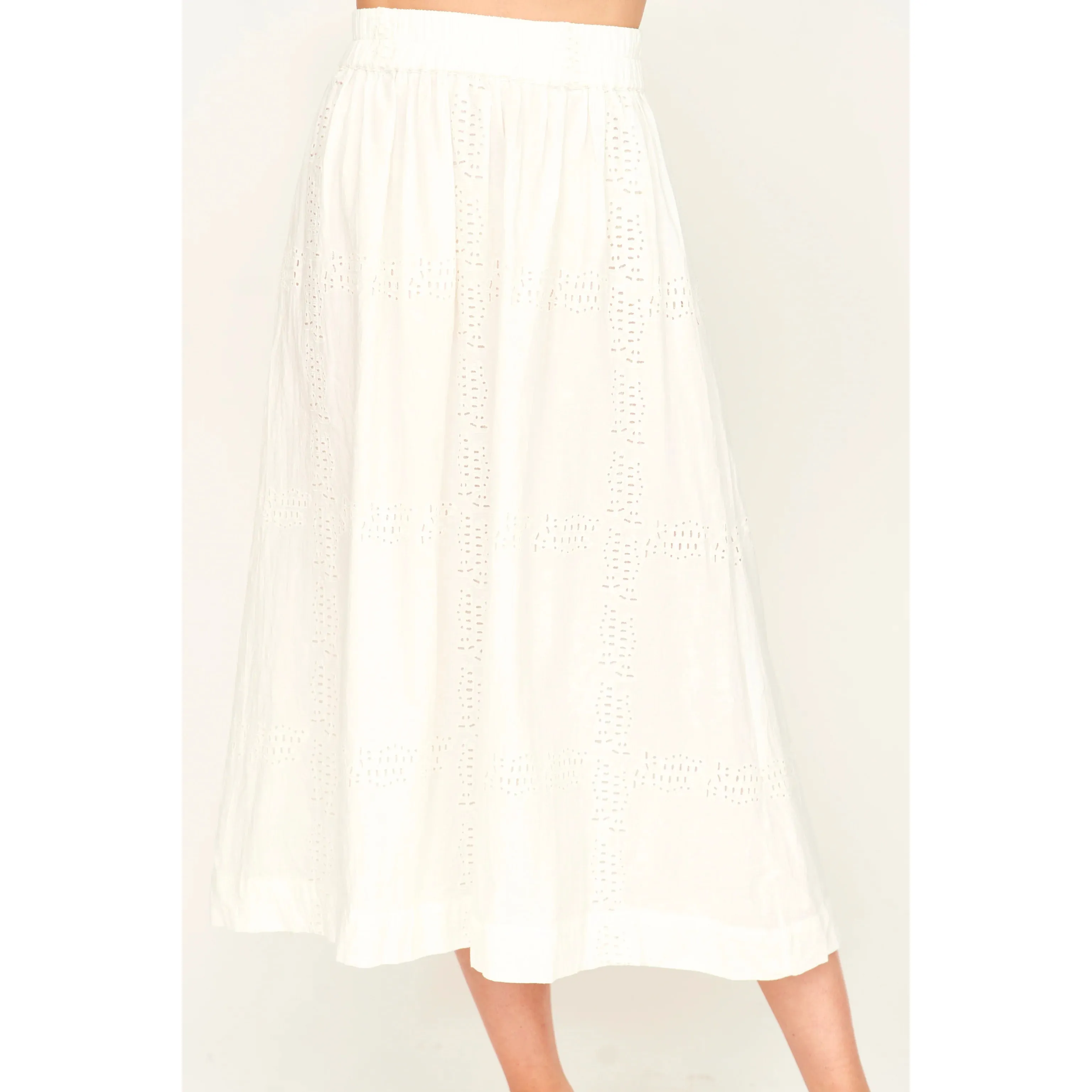Verona Skirt in White Marine Eyelet
