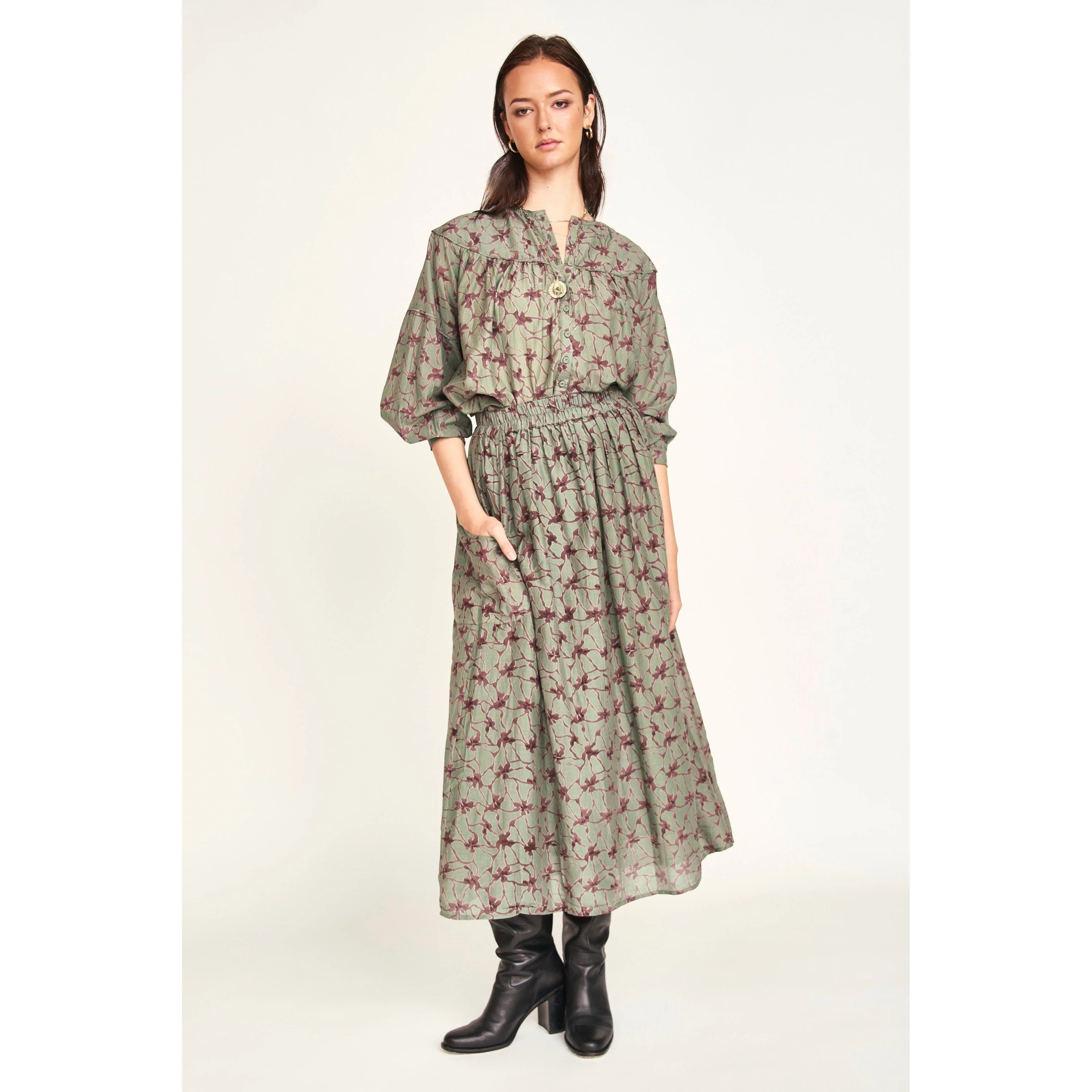 Verona Skirt in Shadow Kudzu