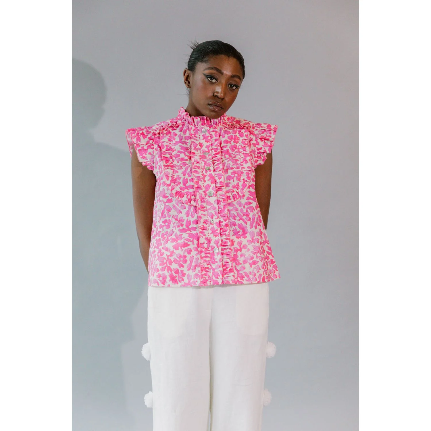Frilled Shirt Candy Thumbprint Floral