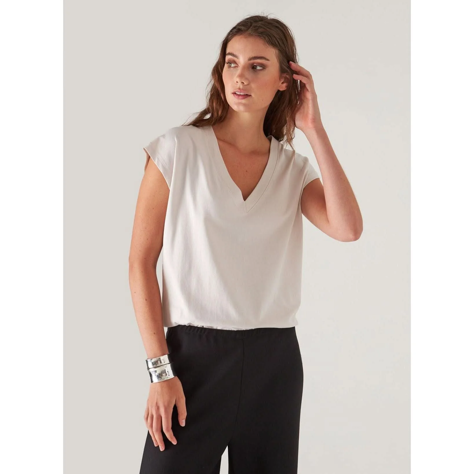 Pima Cotton Stretch Dolman VNeck Tee