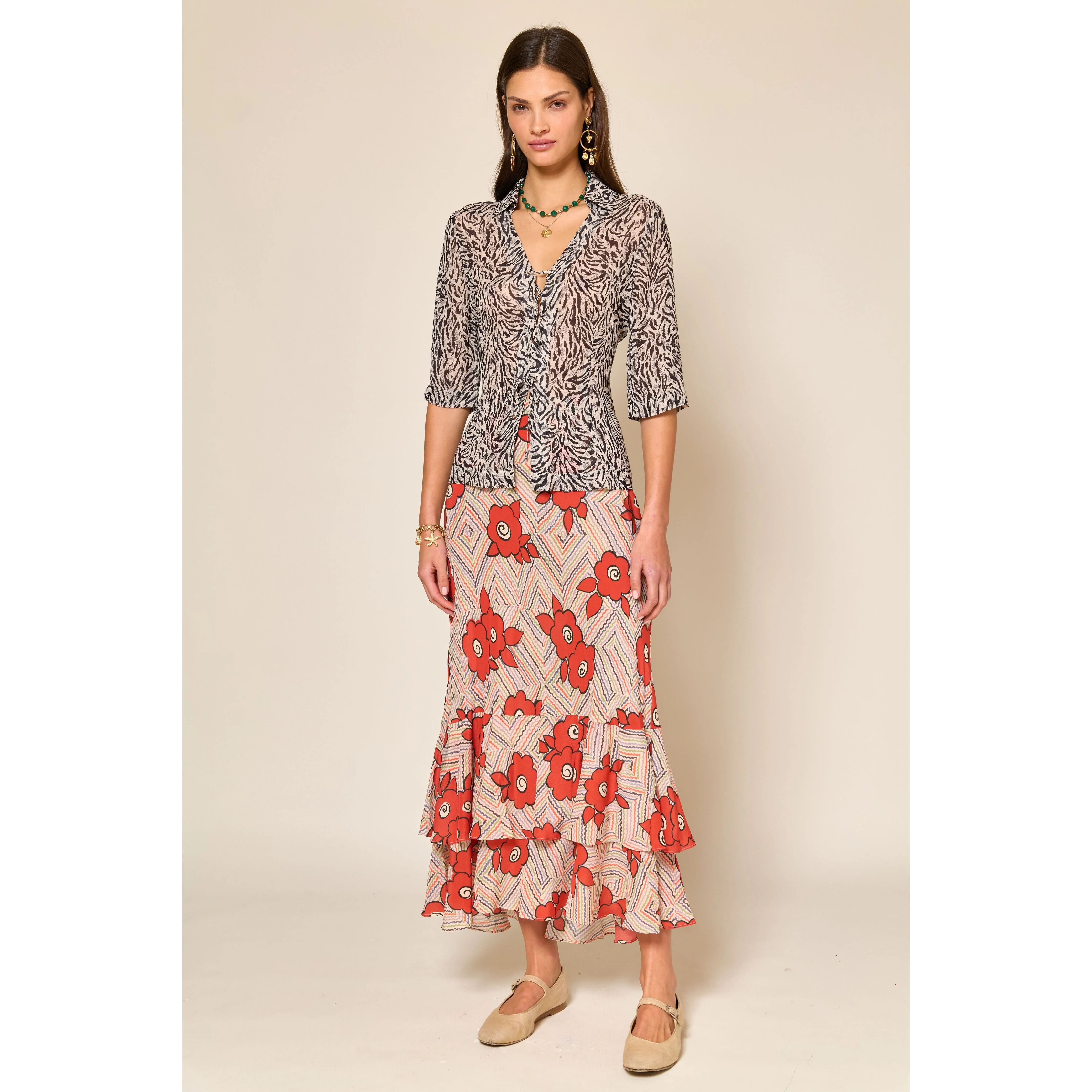 Maie Skirt Milos Floral Cream