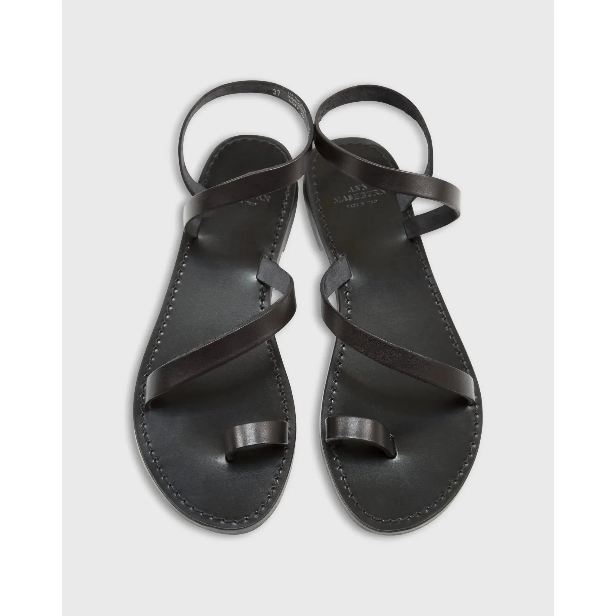 Diagonal Strap Sandal Black