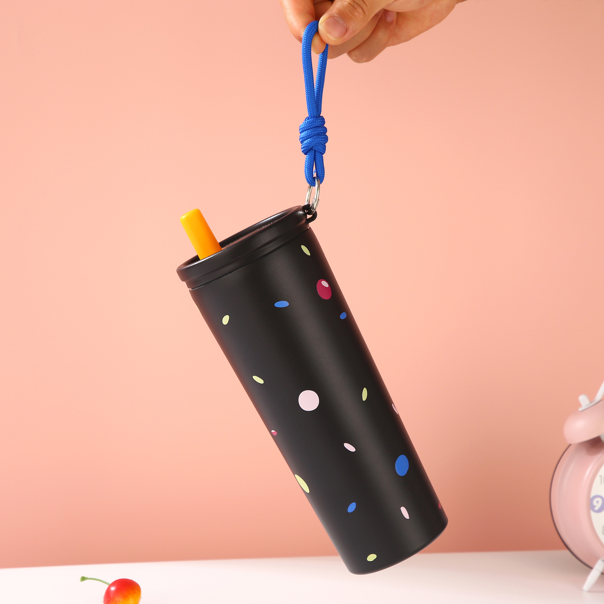 Polka Dot Double Straw Tumbler