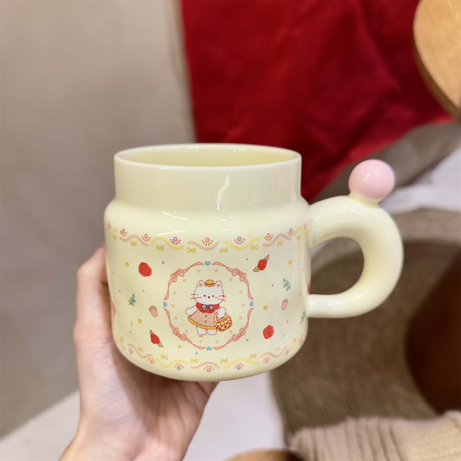 Bear Lid Ceramic Mug with Spoon