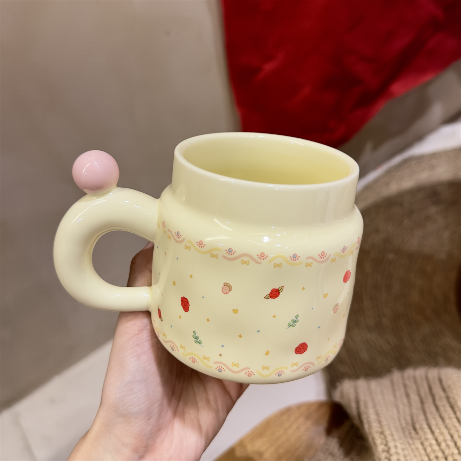 Bear Lid Ceramic Mug with Spoon