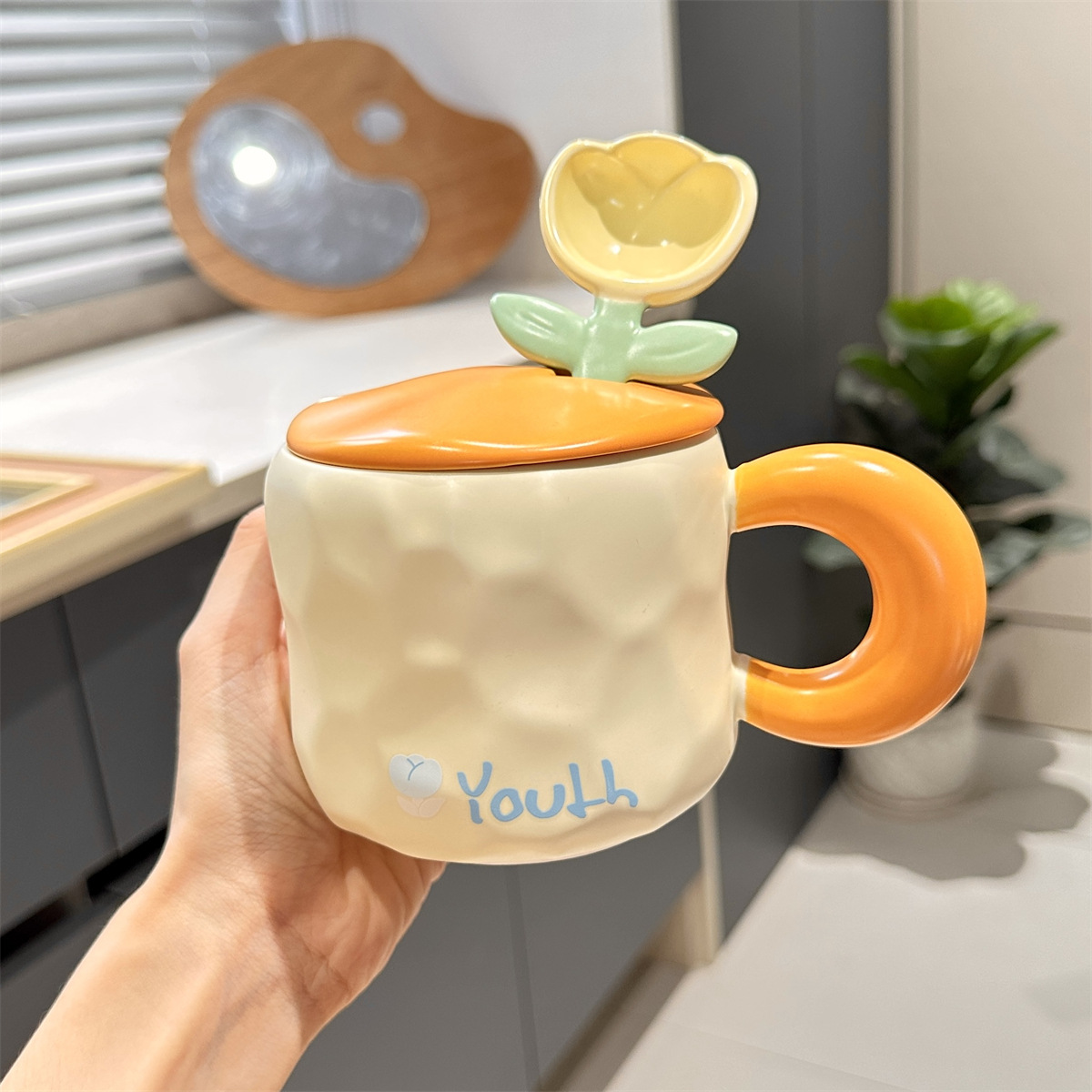 Flower Lid Ceramic Mug